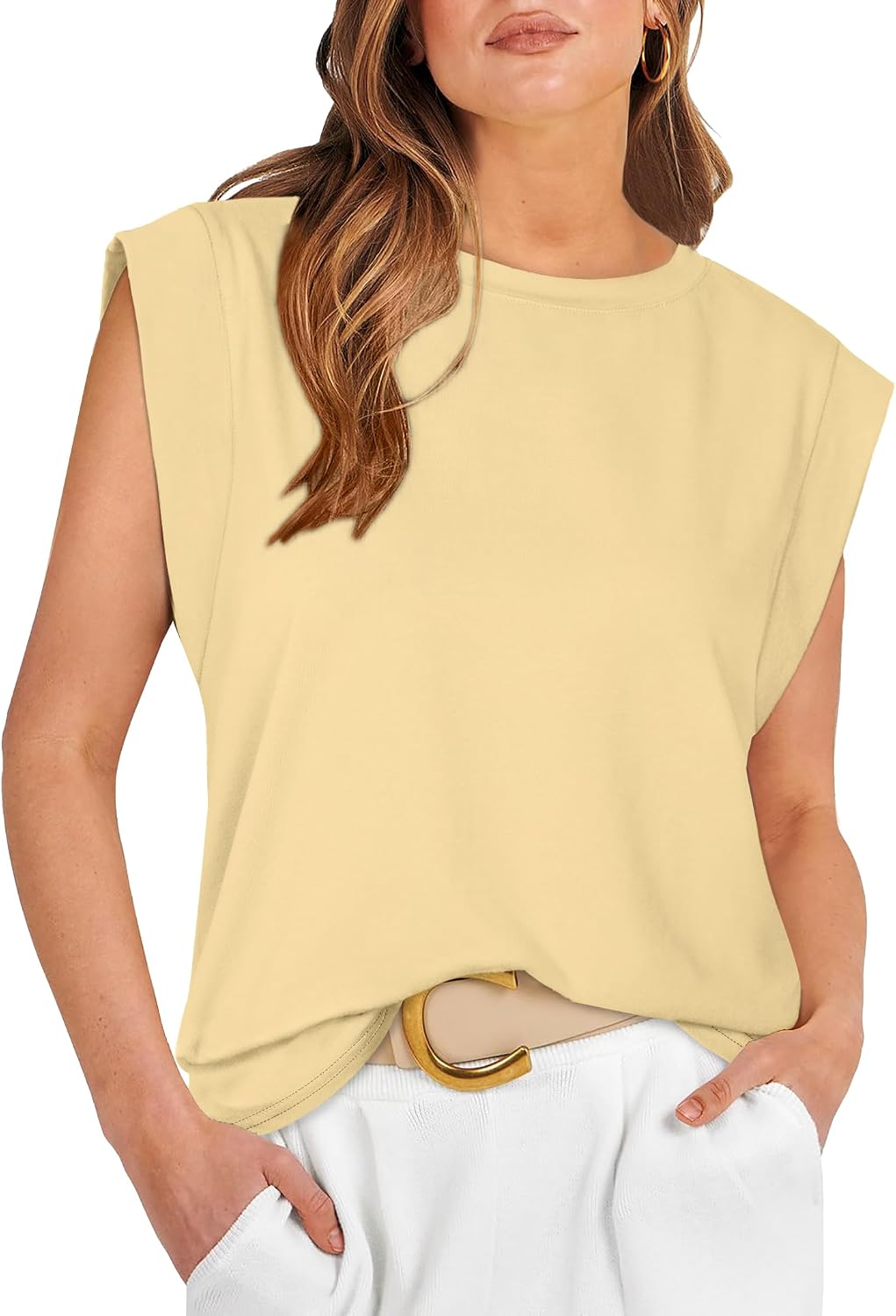 WIHOLL Cap Sleeve Tops for Women Summer Top Basic Tee Shirts Business Casual Tank Loose Fit 2026 Fashion