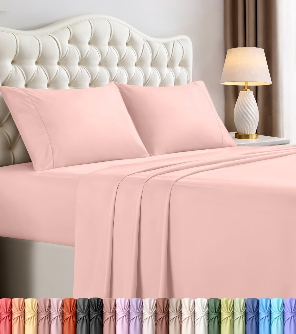 Queen Sheets Set, 4 Pieces 16" Deep Pocket Hotel Luxury Bed Sheets, Grey | Extra Soft Bedsheet Set, Comfy & Breathable Cooling Sheets, Wrinkle & Fade Resistant, Fitted Sheet, Flat Sheet, 2 Pillowcases