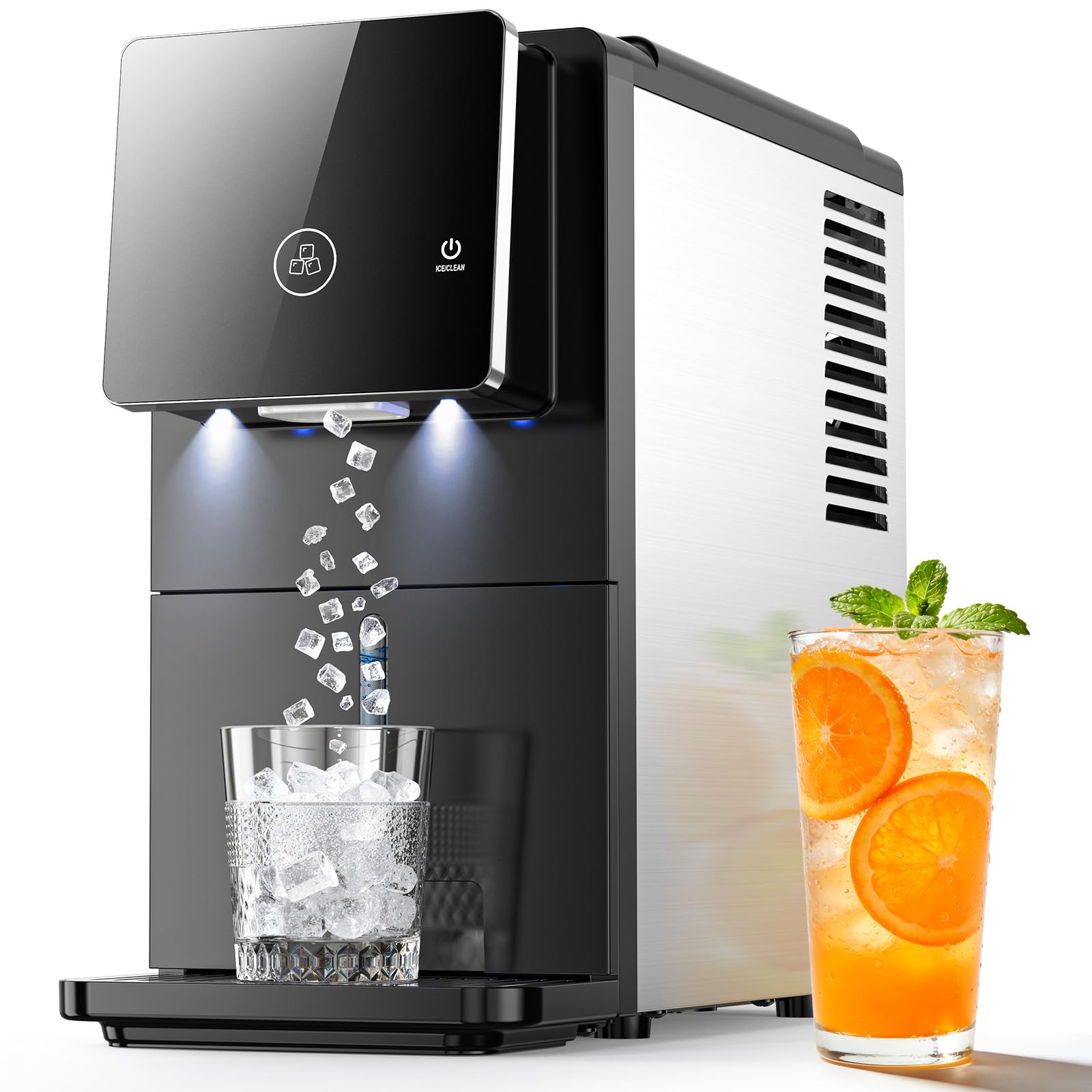 COWSAR Nugget Countertop Ice Maker, Automatic Ice Dispenser, 33 lbs/Day Chewable Pellet Ice Machine with Self-Cleaning & Measured Dispensing, Portable Ice Maker for Home, Kitchen, Office