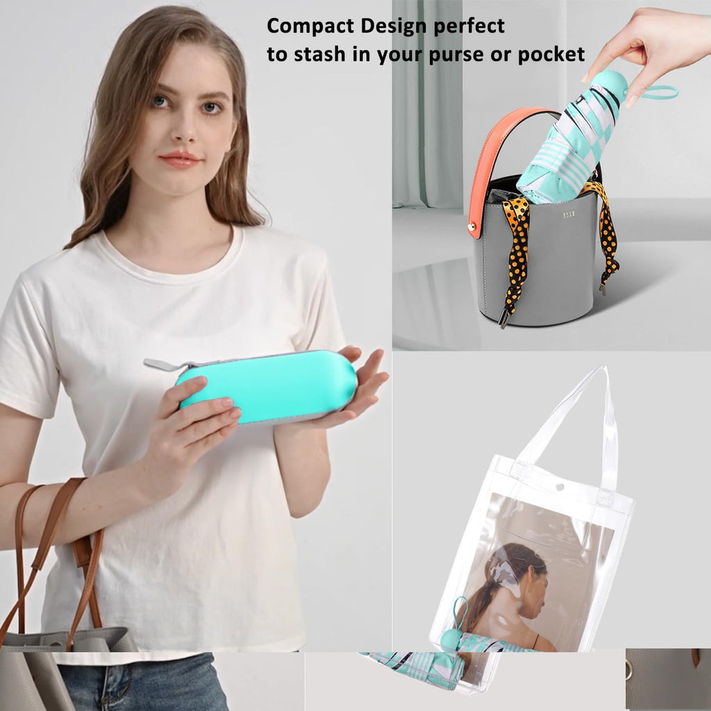 BAODINI Mini Travel Umbrella with UV Sun Protection, Compact Pocket-Size