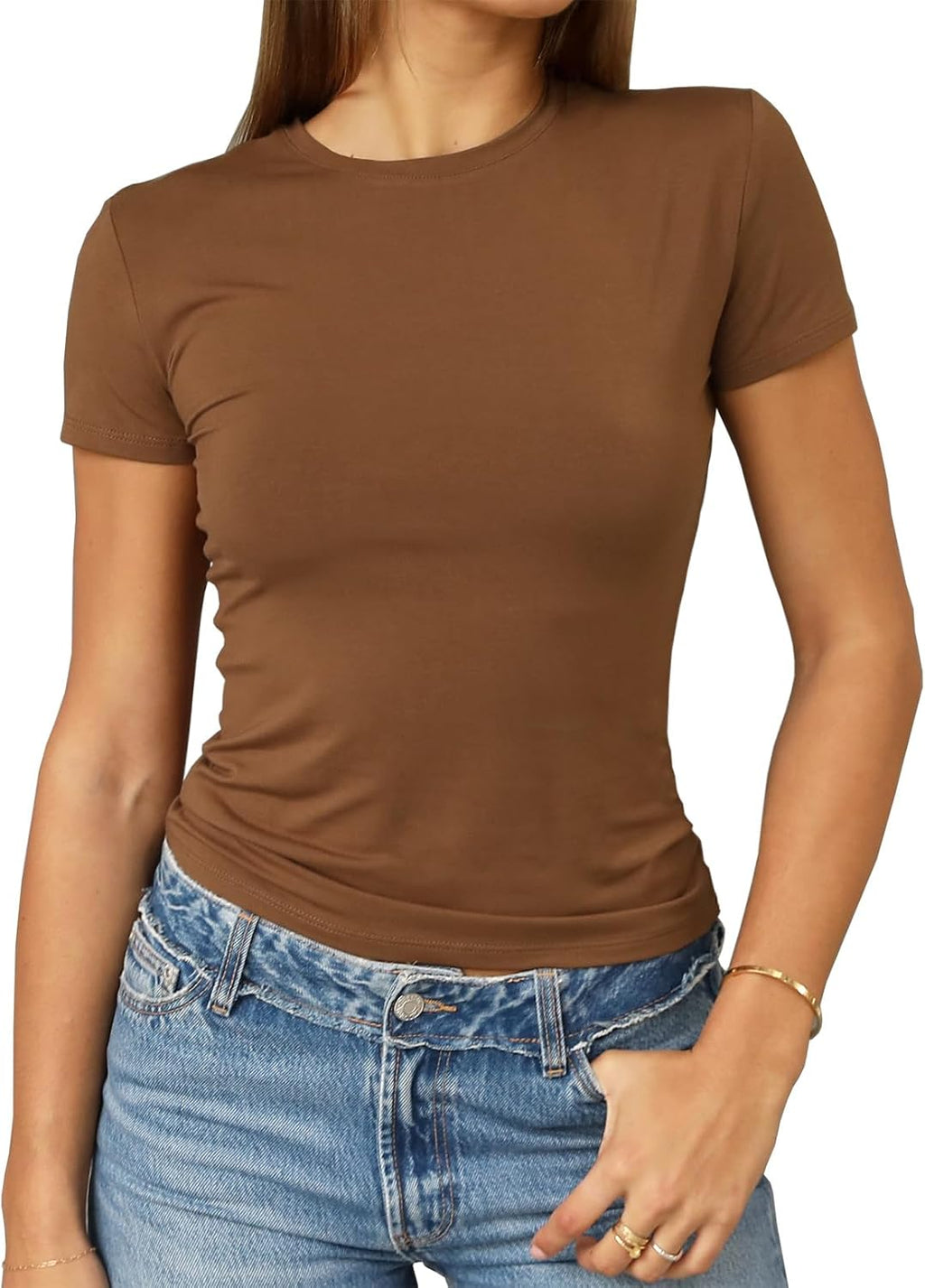 Abardsion Women's Casual Basic Slim Fit T Shirts