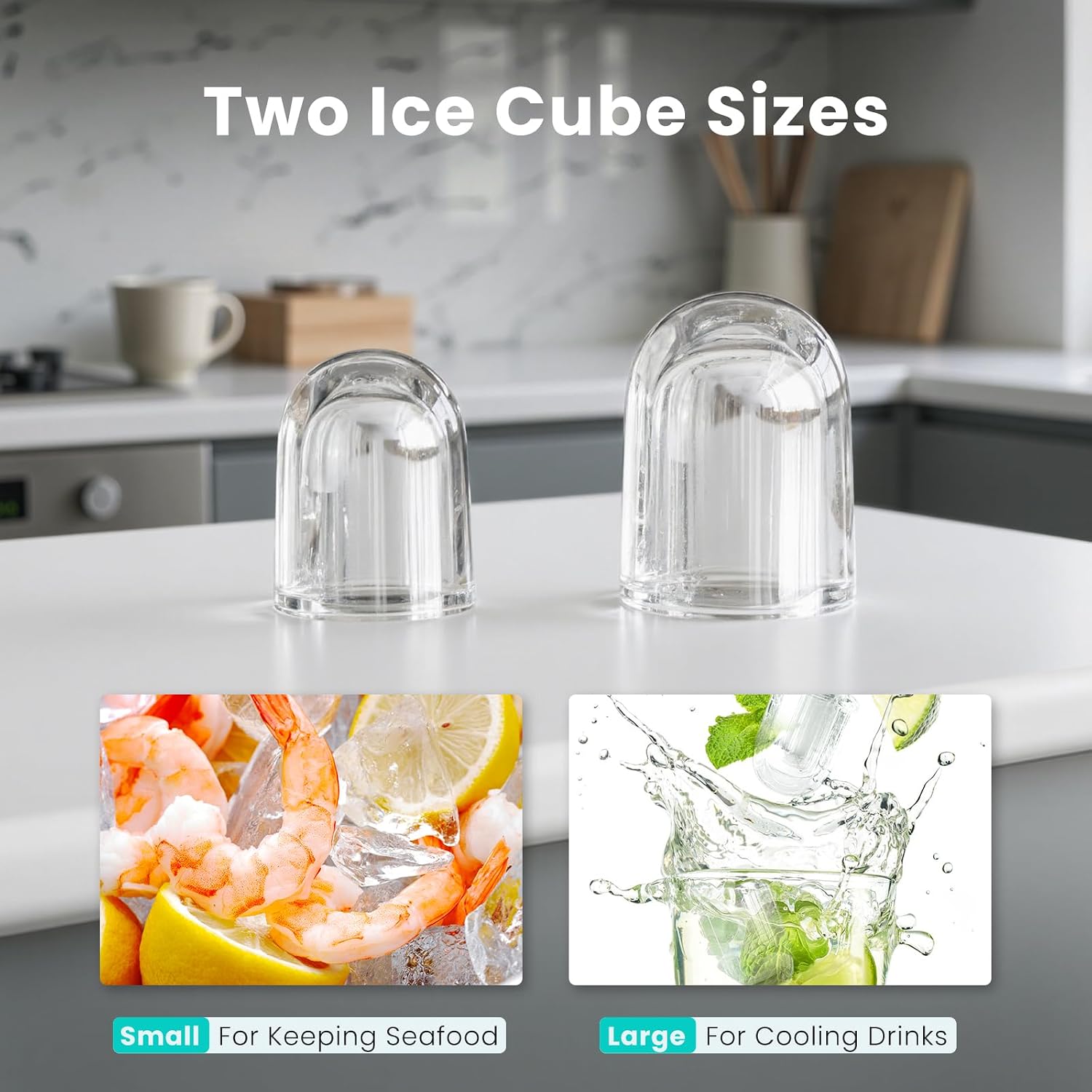 OLIXIS Countertop Ice Maker Machine with Handle, Auto-Cleaning Portable Ice Maker with Basket & Scoop, 26lbs in 24Hrs & 9 Cubes in 6 Mins, 2 Cube Sizes, for Home Party Camping RV, Black