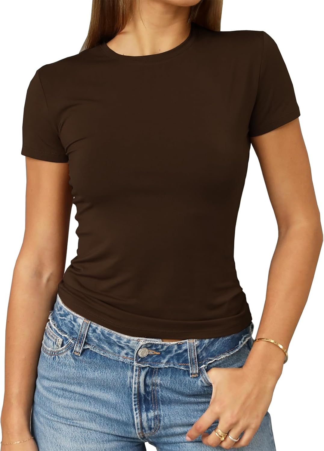 Abardsion Women's Casual Basic Slim Fit T Shirts