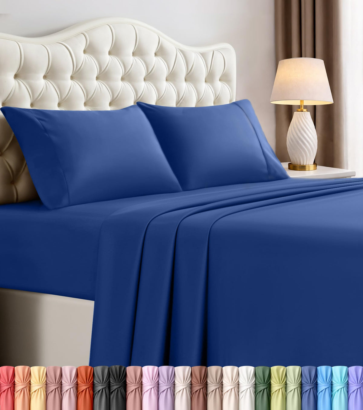 Queen Sheets Set, 4 Pieces 16" Deep Pocket Hotel Luxury Bed Sheets, Grey | Extra Soft Bedsheet Set, Comfy & Breathable Cooling Sheets, Wrinkle & Fade Resistant, Fitted Sheet, Flat Sheet, 2 Pillowcases
