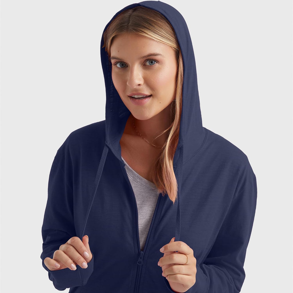 Hanes Women's Lightweight Full Zip Hoodie, Textured Cotton Zip Up, T-Shirt Hoodie