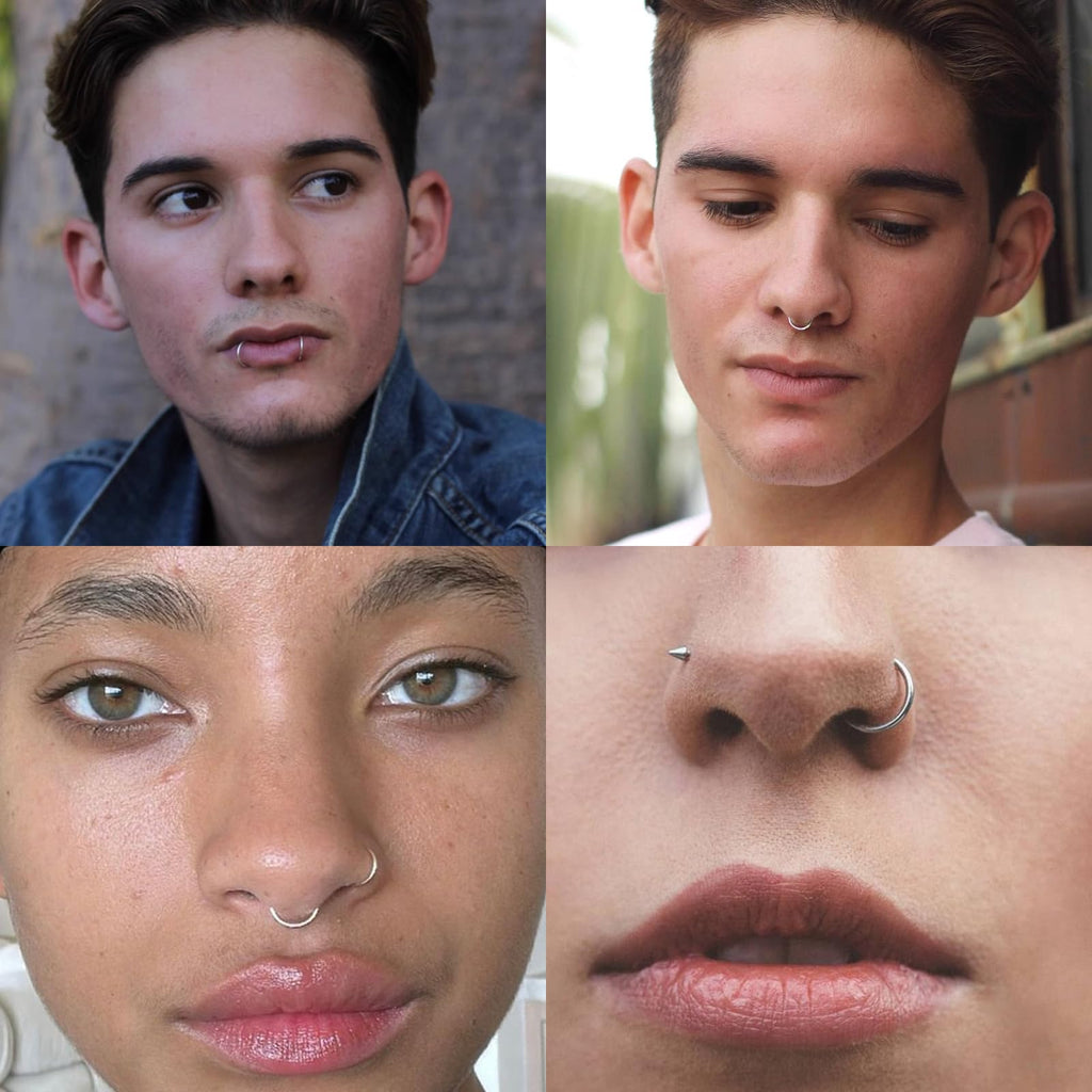 20G 18G 16G Titanium Nose Ring Hoop, Cartilage Hoop Earrings for Women Men Silver Gold Nose Ring Septum Ring Tragus Conch Helix Daith Lip Piercing Jewelry 6mm/7mm/8mm/9mm/10mm