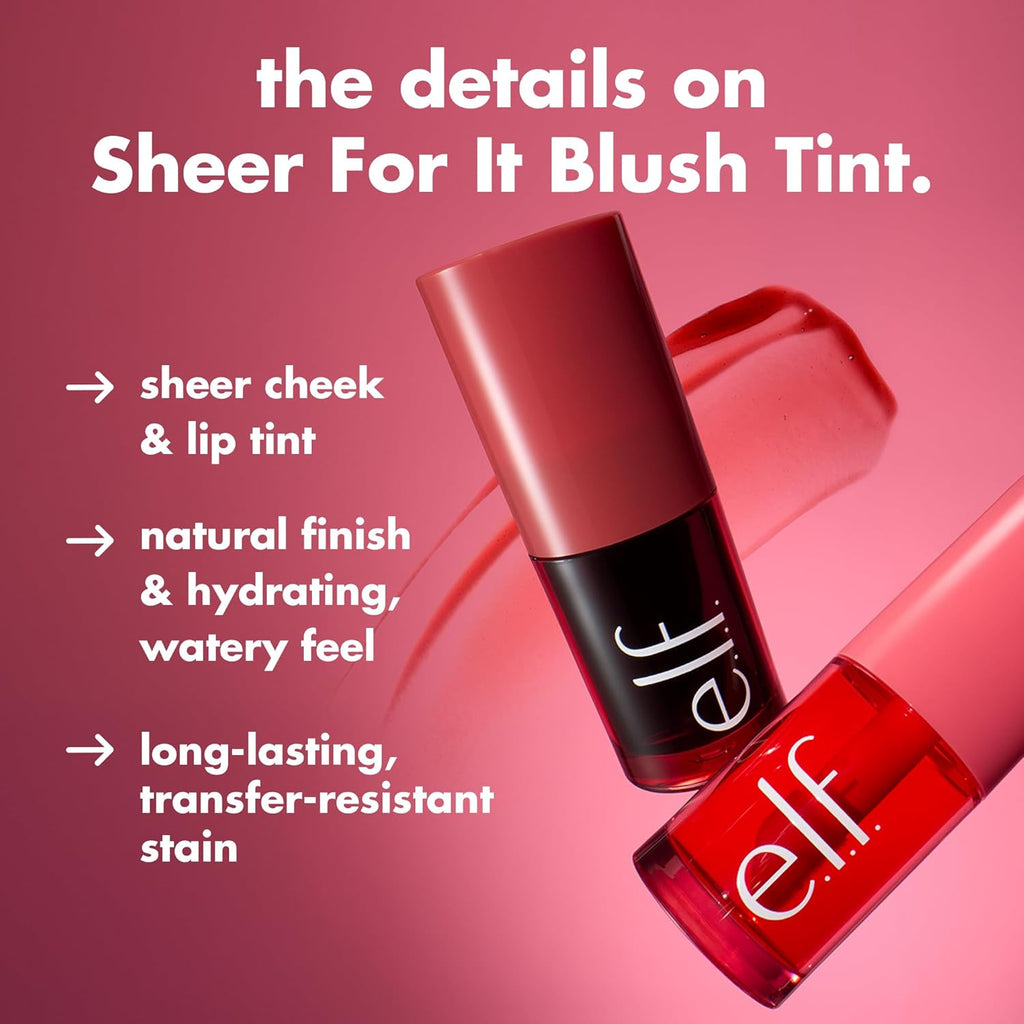 e.l.f. Sheer For It Blush Tint, Cherry Cola | Multi-Use, Long-Lasting Lip & Cheek Makeup, Creates A Natural Flush Finish, Vegan & Cruelty-Free