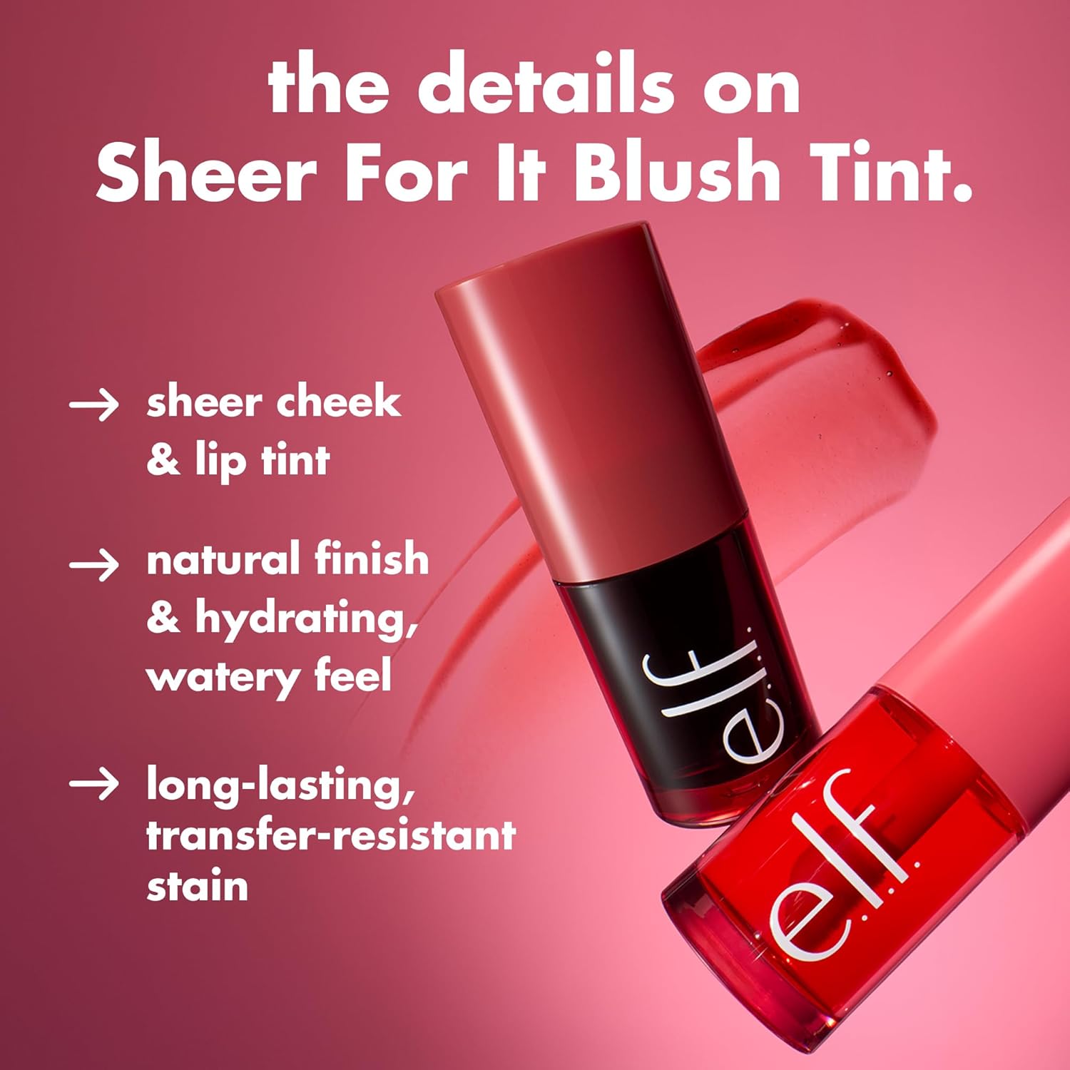 e.l.f. Sheer For It Blush Tint, Cherry Cola | Multi-Use, Long-Lasting Lip & Cheek Makeup, Creates A Natural Flush Finish, Vegan & Cruelty-Free