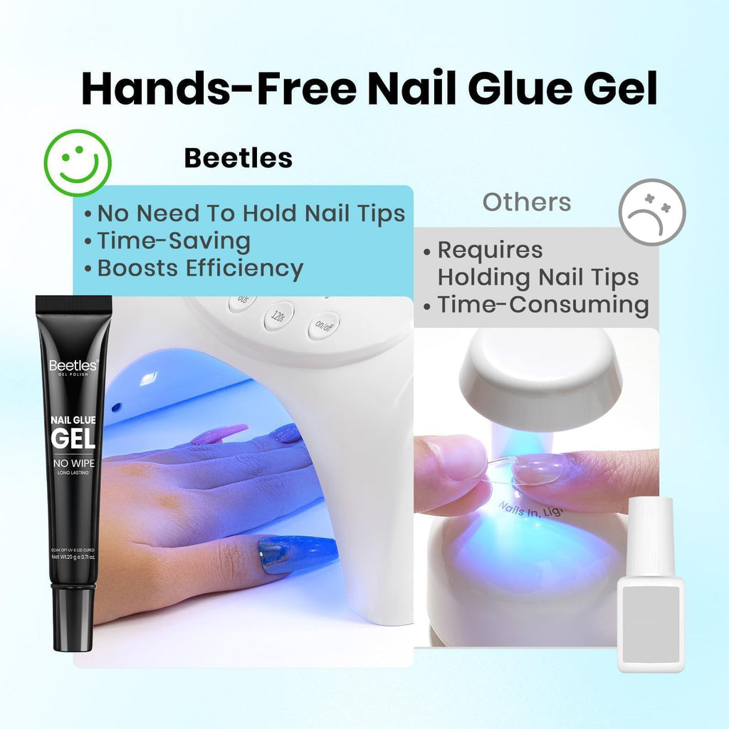 Beetles Soft Gel Nail Tips Short Almond 288pcs in 12 Sizes Etch-X | Pre-Etched Full Cover Acrylic Fake Nails, Salon Quality Nail Supplies, Easy DIY Extension Press On Nails, Gift for Women