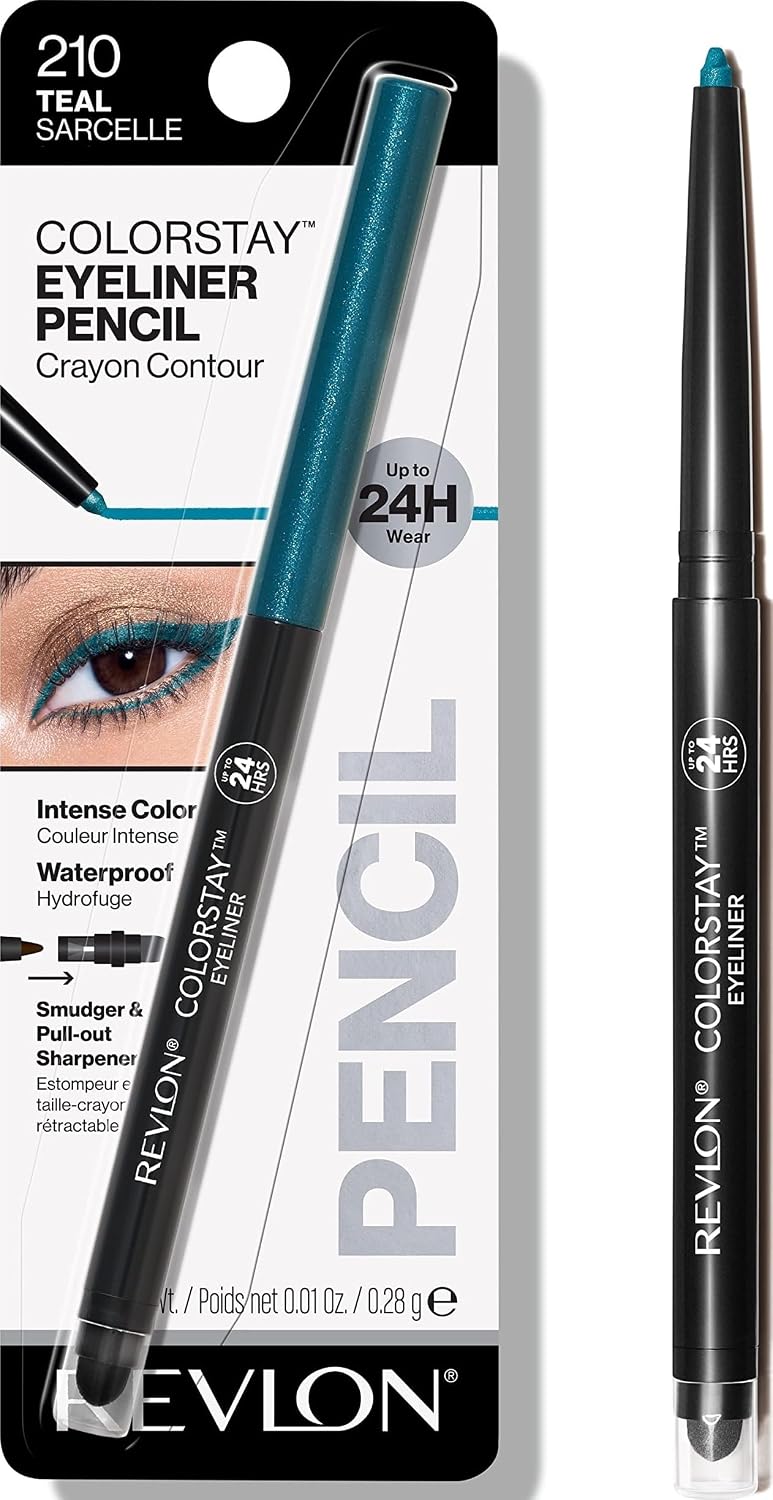 Revlon ColorStay Pencil Waterproof Eyeliner, 201 Black, 2 pack | Waterproof pencil eyeliner with built-in sharpener. Smudge-proof, long-lasting, intense matte color.