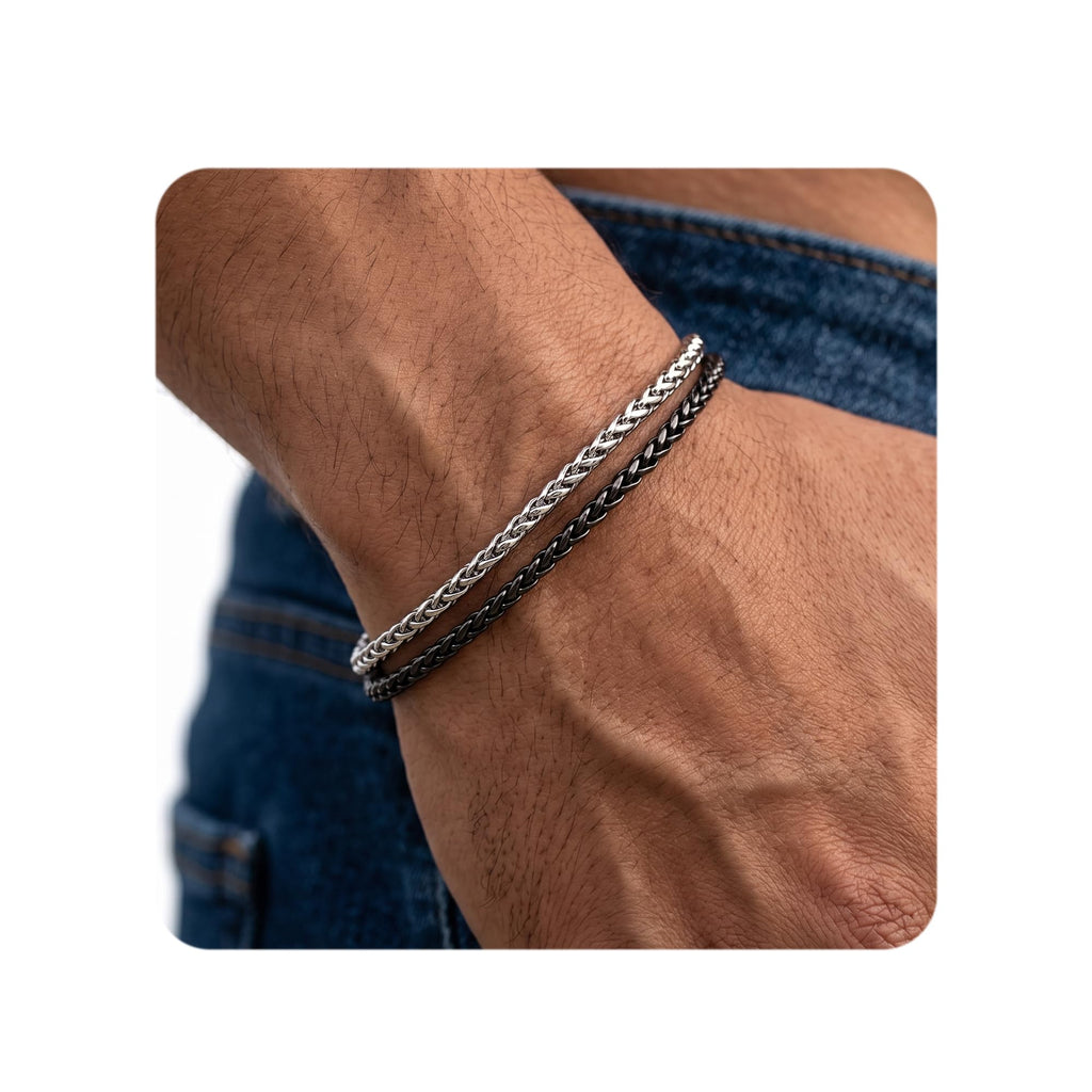 DAYANEY Mens Bracelet Silver and Gold Bracelet for Men Rakhi for Brother