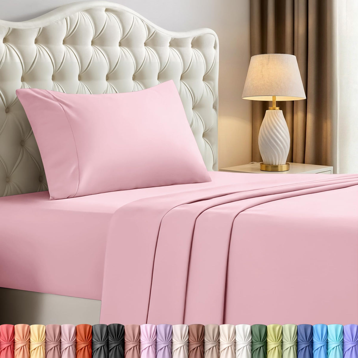 Queen Sheets Set, 4 Pieces 16" Deep Pocket Hotel Luxury Bed Sheets, Grey | Extra Soft Bedsheet Set, Comfy & Breathable Cooling Sheets, Wrinkle & Fade Resistant, Fitted Sheet, Flat Sheet, 2 Pillowcases