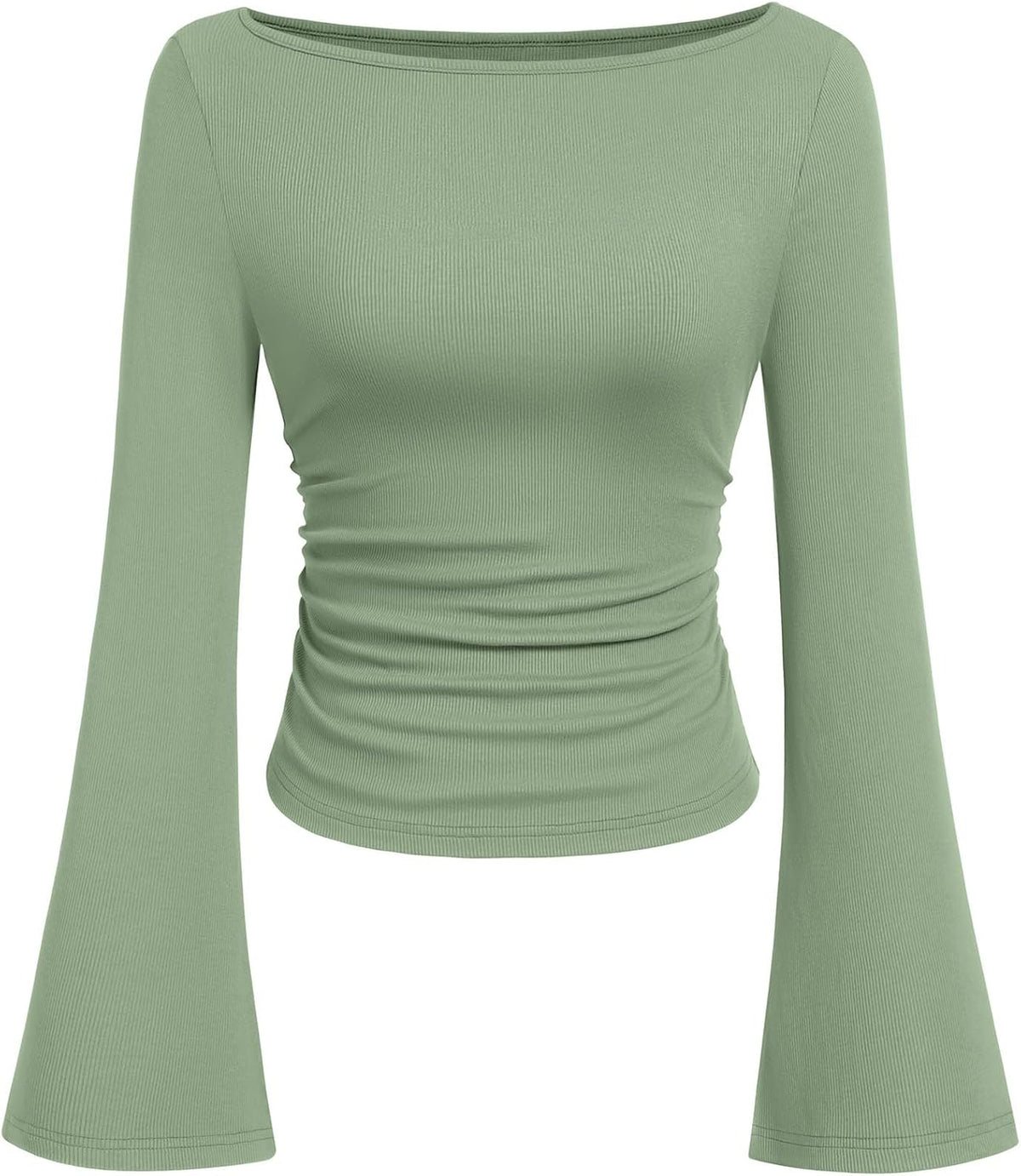 PRETTYGARDEN Womens Bell Long Sleeve Ribbed Knit Tops