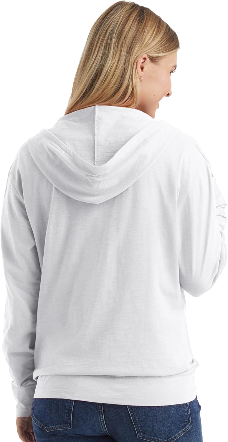 Hanes Women's Lightweight Full Zip Hoodie, Textured Cotton Zip Up, T-Shirt Hoodie