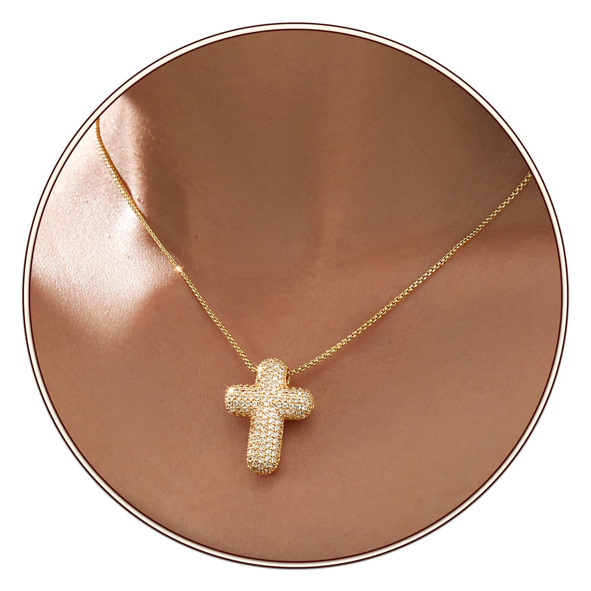 Partm Gold Cross Necklace for Women 14K Plated Dainty Pendant Cross Chain Faith Crucifix Choker Baptism Necklace for Women Trendy Religious Jewelry Hypoallergenic