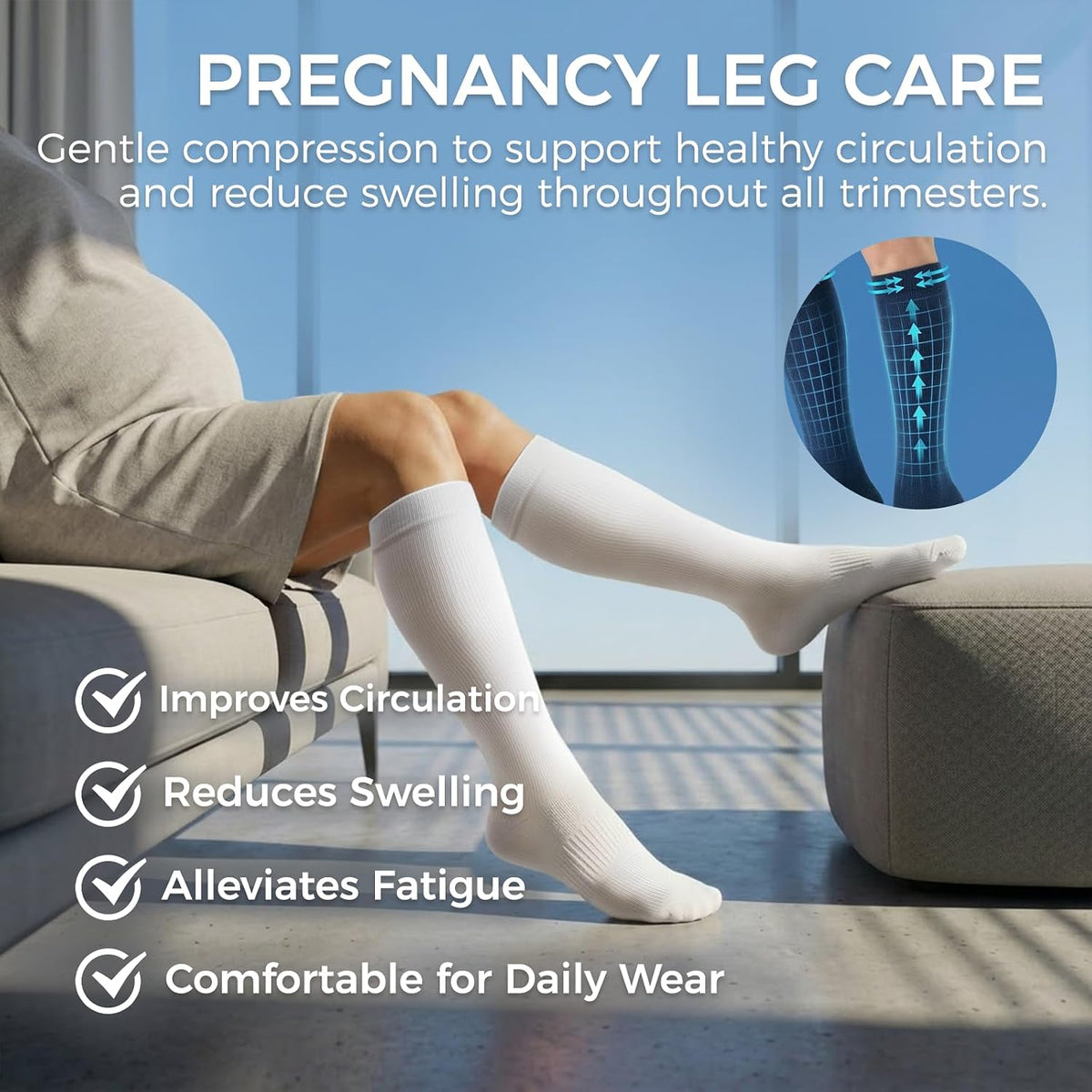 Compression Socks for Women & Men 15-20 mmHg, Knee High, 3 Pairs | Graduated Compression, Supports Circulation, Ideal for Nurses, Pregnancy, Travel, Flights, Running & Athletic Edema