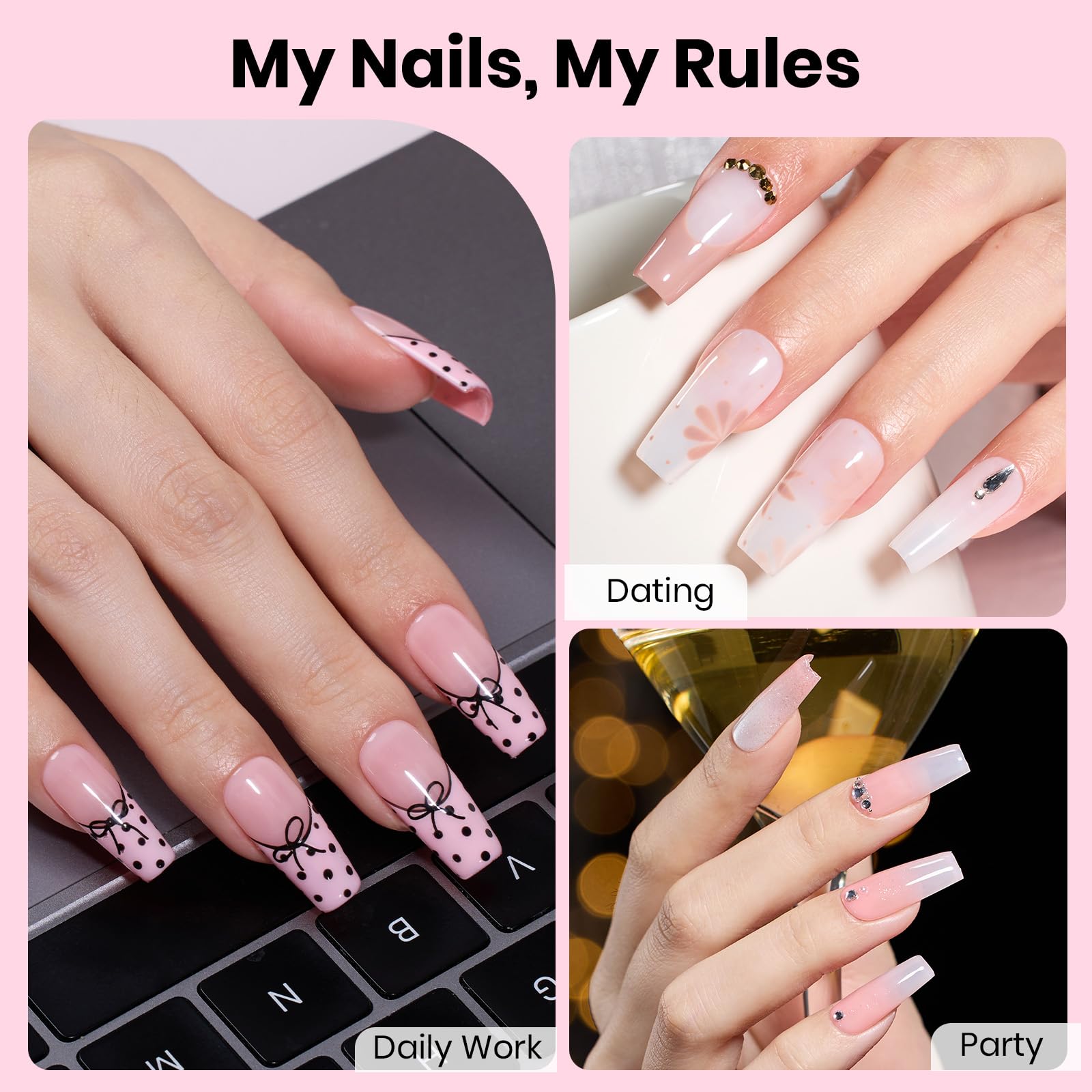 Beetles Soft Gel Nail Tips Short Almond 288pcs in 12 Sizes Etch-X | Pre-Etched Full Cover Acrylic Fake Nails, Salon Quality Nail Supplies, Easy DIY Extension Press On Nails, Gift for Women