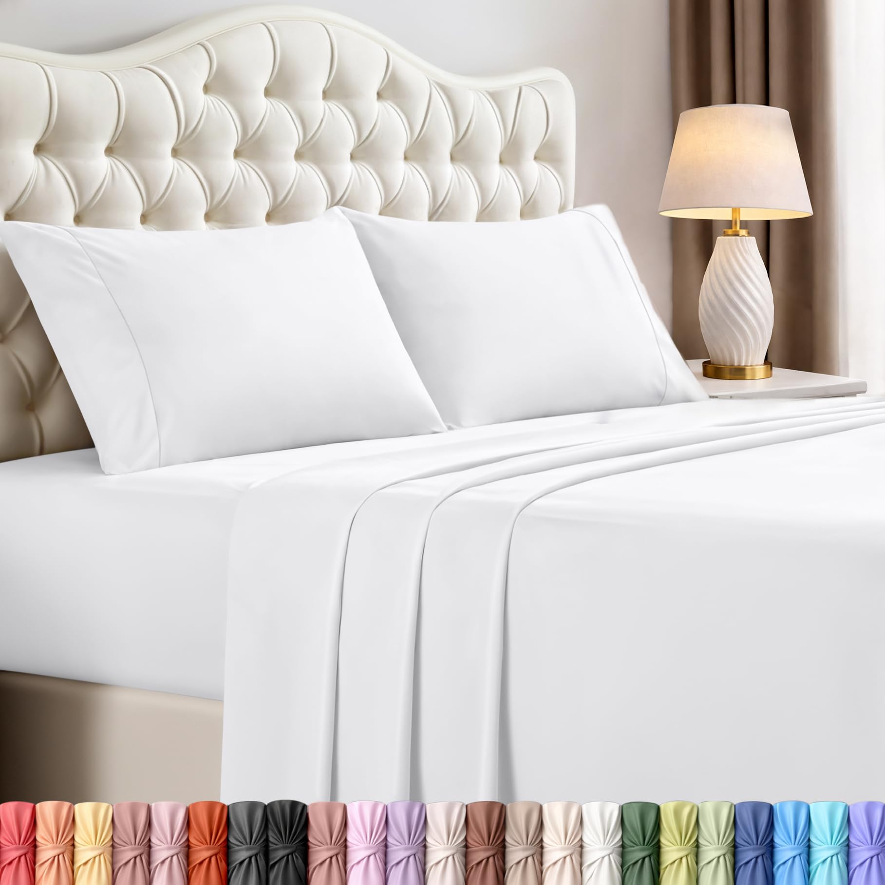 Queen Sheets Set, 4 Pieces 16" Deep Pocket Hotel Luxury Bed Sheets, Grey | Extra Soft Bedsheet Set, Comfy & Breathable Cooling Sheets, Wrinkle & Fade Resistant, Fitted Sheet, Flat Sheet, 2 Pillowcases