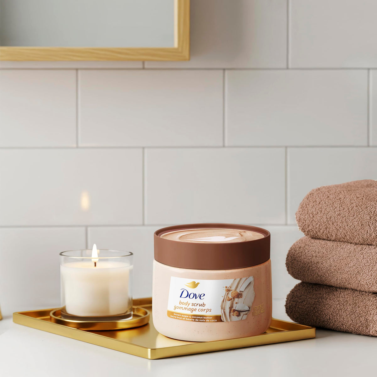Dove Himalayan Salt & Rose Oil Body Scrub Exfoliates and Deeply 15 oz | For skin that needs polish, Helps reveal smooth skin, With Himalayan salt & Rose Oil