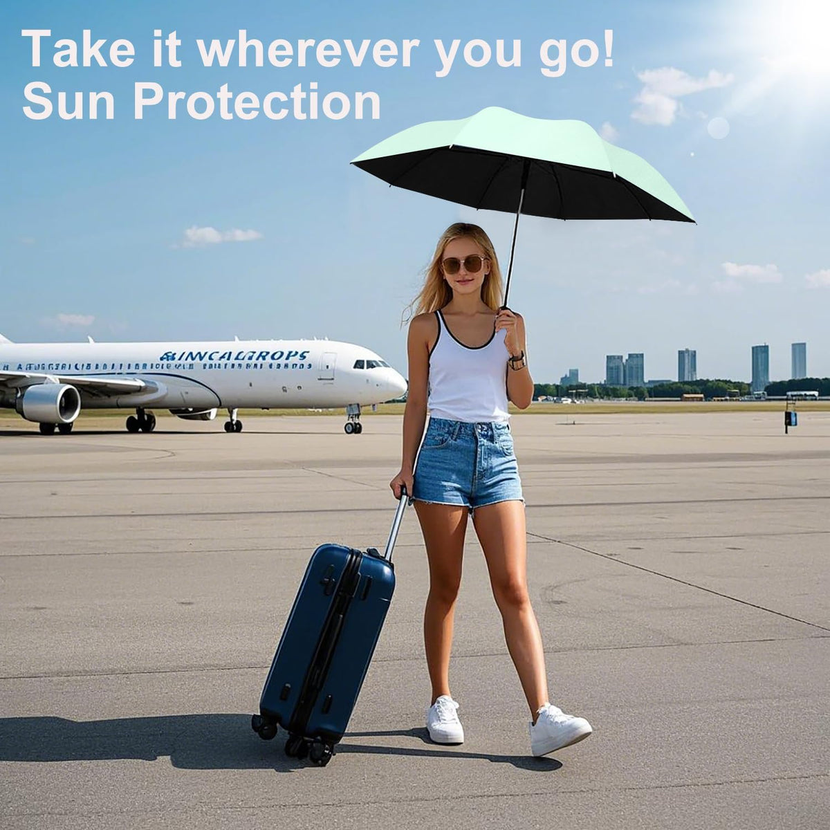 BAODINI Mini Travel Umbrella with UV Sun Protection, Compact Pocket-Size