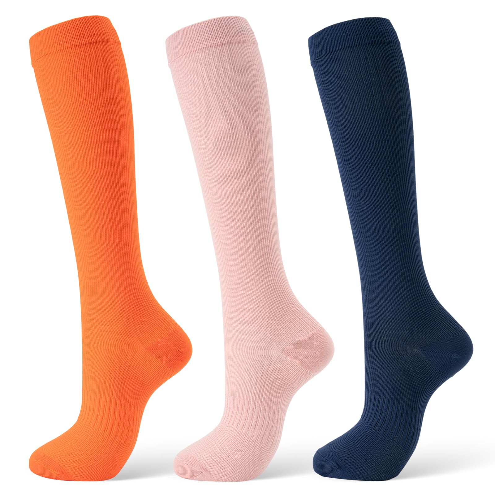 Compression Socks for Women & Men 15-20 mmHg, Knee High, 3 Pairs | Graduated Compression, Supports Circulation, Ideal for Nurses, Pregnancy, Travel, Flights, Running & Athletic Edema