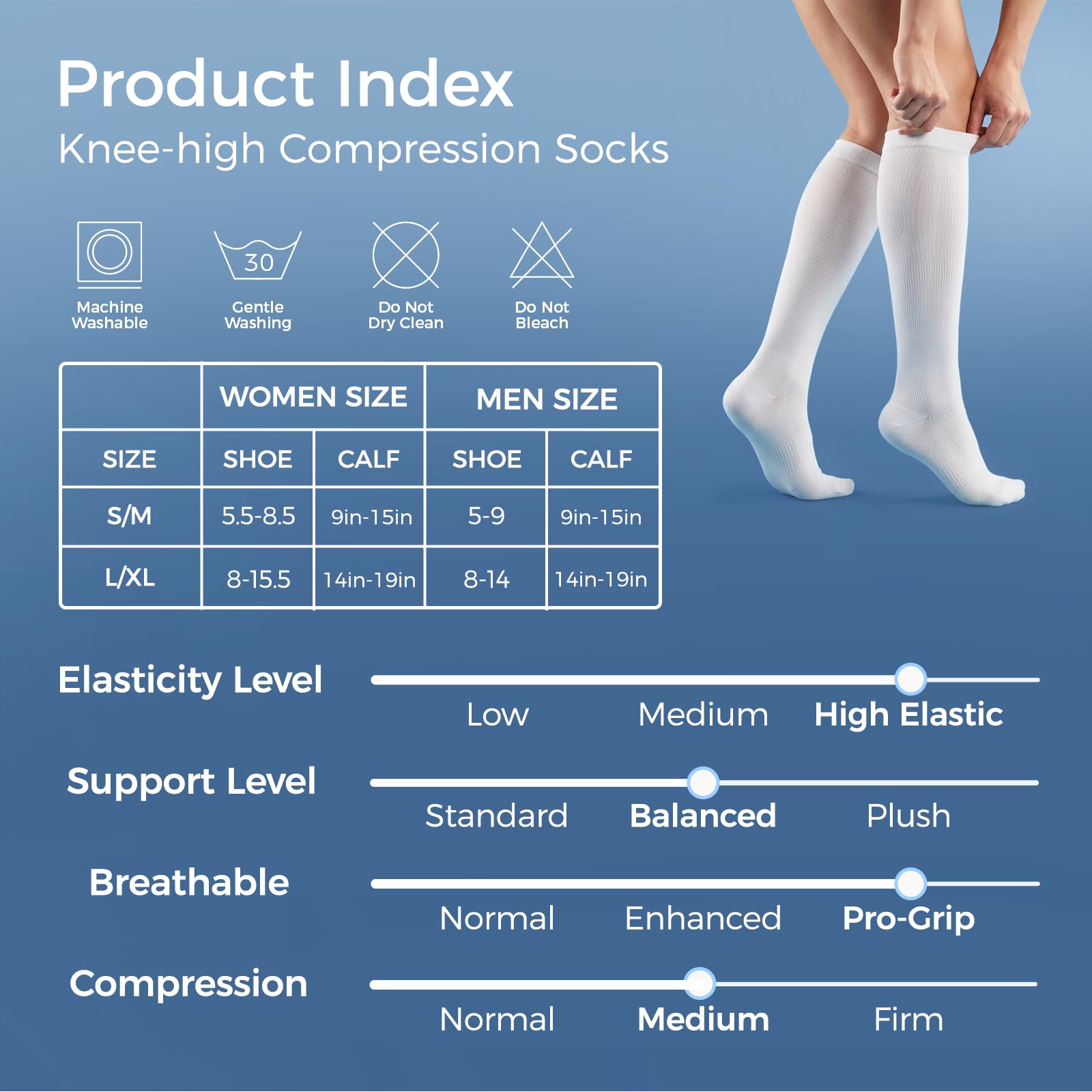 Compression Socks for Women & Men 15-20 mmHg, Knee High, 3 Pairs | Graduated Compression, Supports Circulation, Ideal for Nurses, Pregnancy, Travel, Flights, Running & Athletic Edema