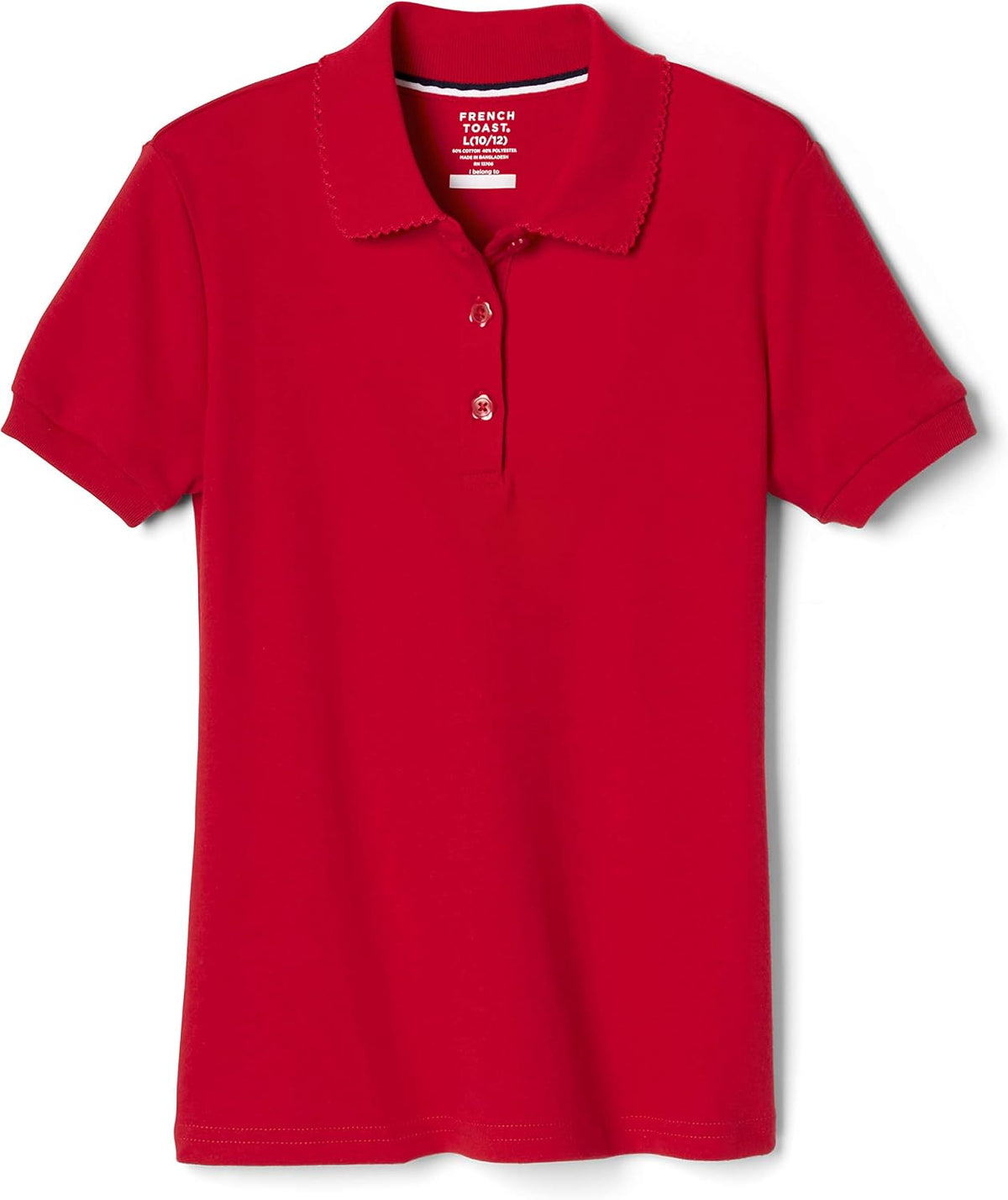 French Toast Girls' Short Sleeve Picot Collar Polo School Uniform Shirt (Standard and Plus)