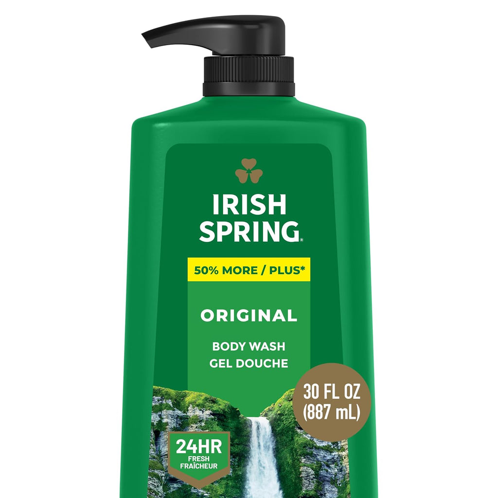 Irish Spring Body Wash for Men, Original Scent, 887 mL | Face and Body Wash, Men’s Body Wash, Paraben-Free, Moisturizing, Retains Skin's Natural Moisture, Grooming