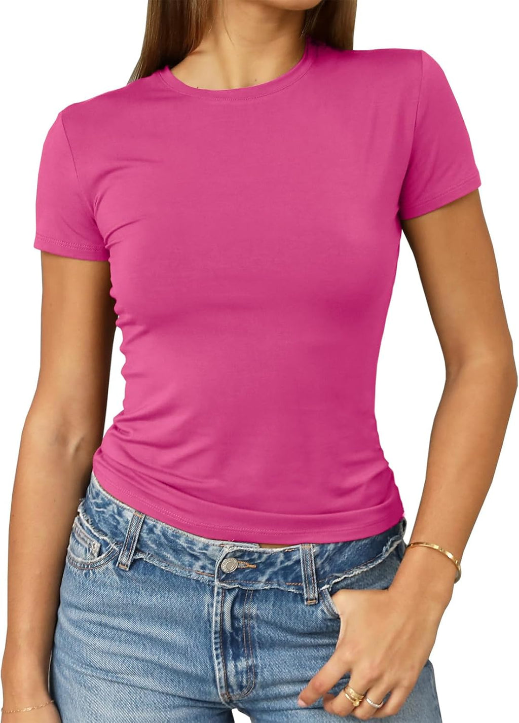 Abardsion Women's Casual Basic Slim Fit T Shirts
