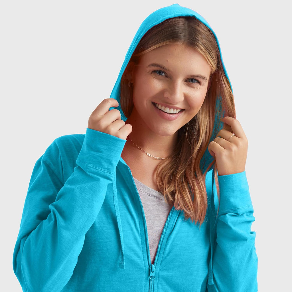 Hanes Women's Lightweight Full Zip Hoodie, Textured Cotton Zip Up, T-Shirt Hoodie