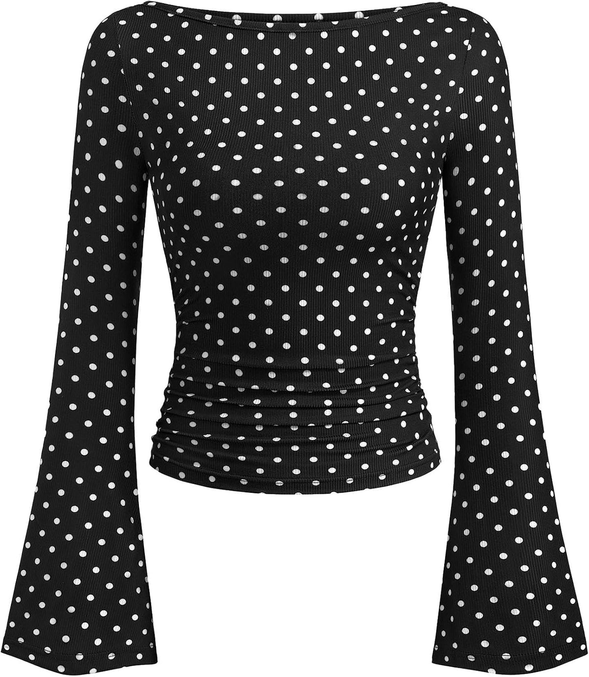PRETTYGARDEN Womens Bell Long Sleeve Ribbed Knit Tops