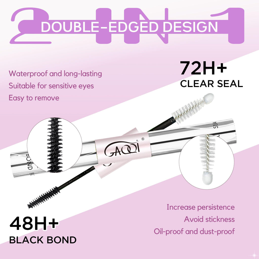 GAQQI Lash Cluster Glue, Waterproof Bond and Seal Lash Glue, Black - 10ml | Strong Hold 3-7days, Latex-free & Formaldehyde-free, Waterproof, For Cluster/ Individual/ Strip Lashes, Easy to Use