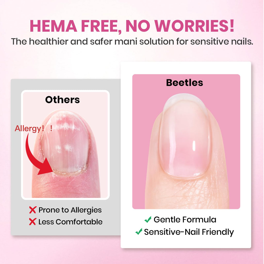 Beetles Soft Gel Nail Tips Short Almond 288pcs in 12 Sizes Etch-X | Pre-Etched Full Cover Acrylic Fake Nails, Salon Quality Nail Supplies, Easy DIY Extension Press On Nails, Gift for Women