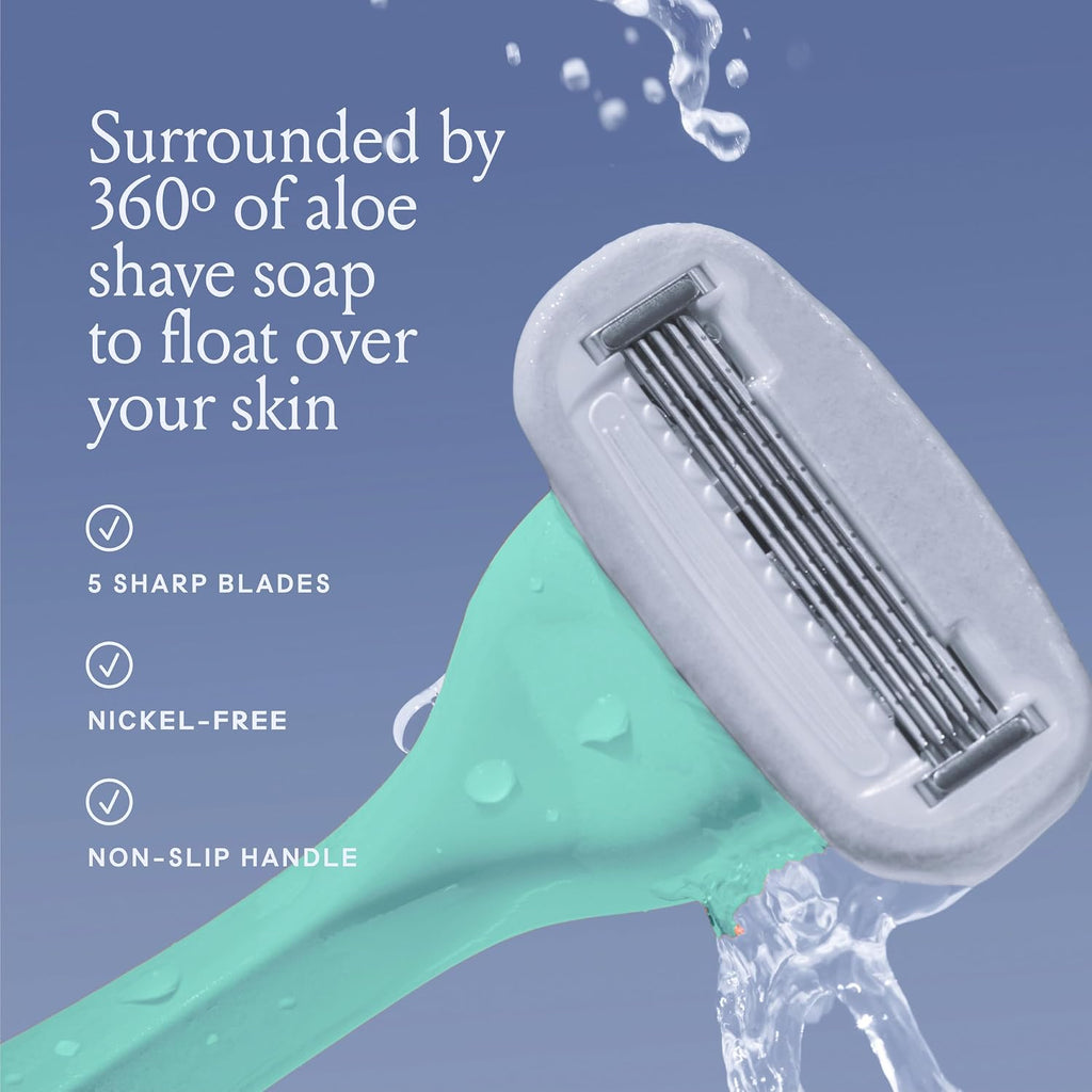 Billie Razor Refills Women, 4 ct | 5 blade razors for women, Sensitive skin, Surrounded by aloe shave soap