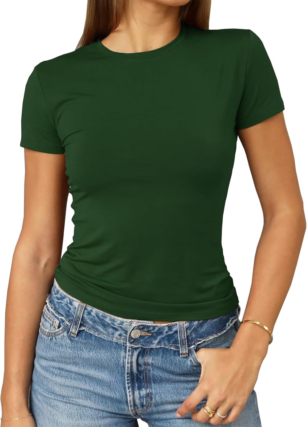 Abardsion Women's Casual Basic Slim Fit T Shirts