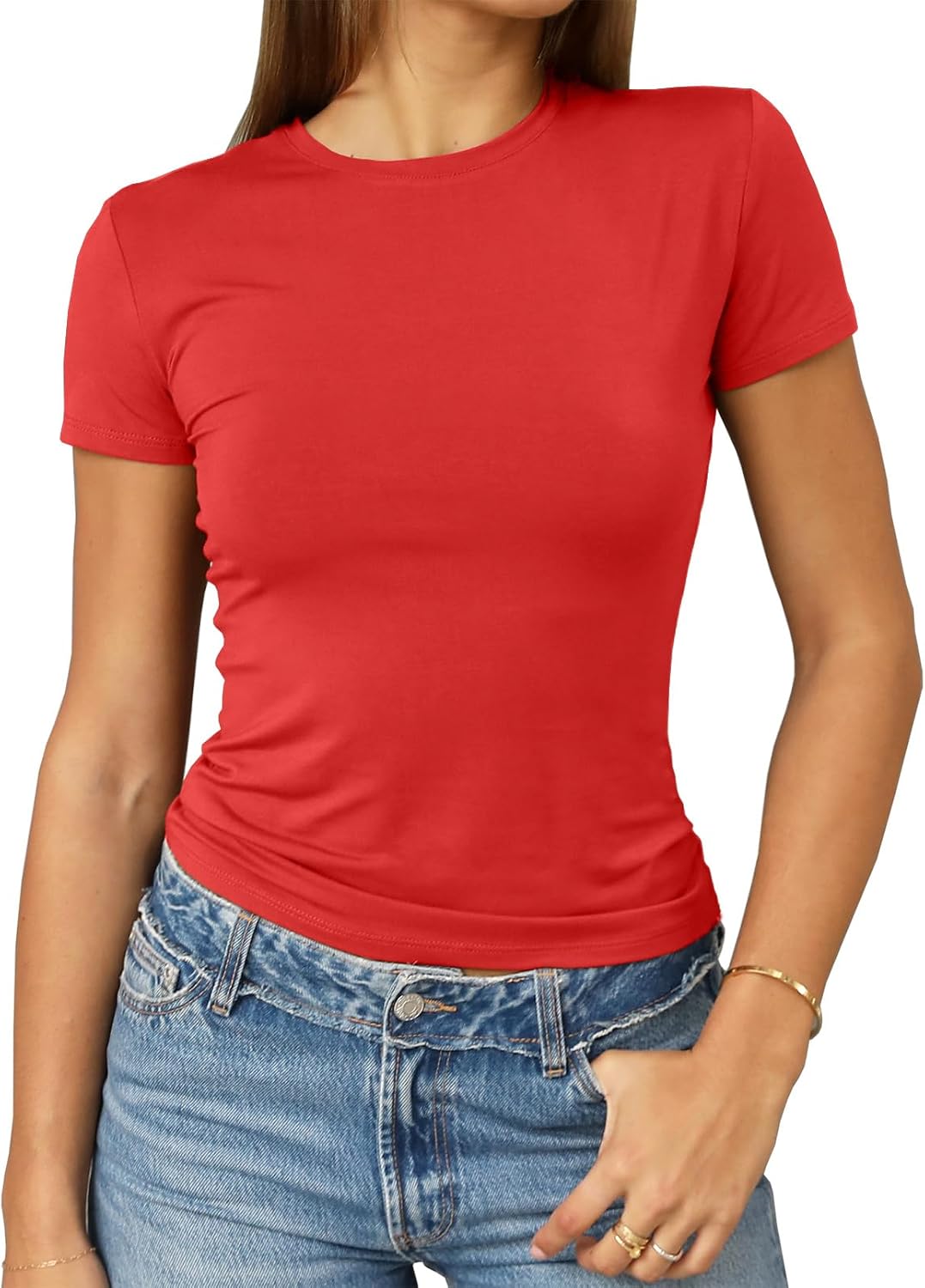 Abardsion Women's Casual Basic Slim Fit T Shirts