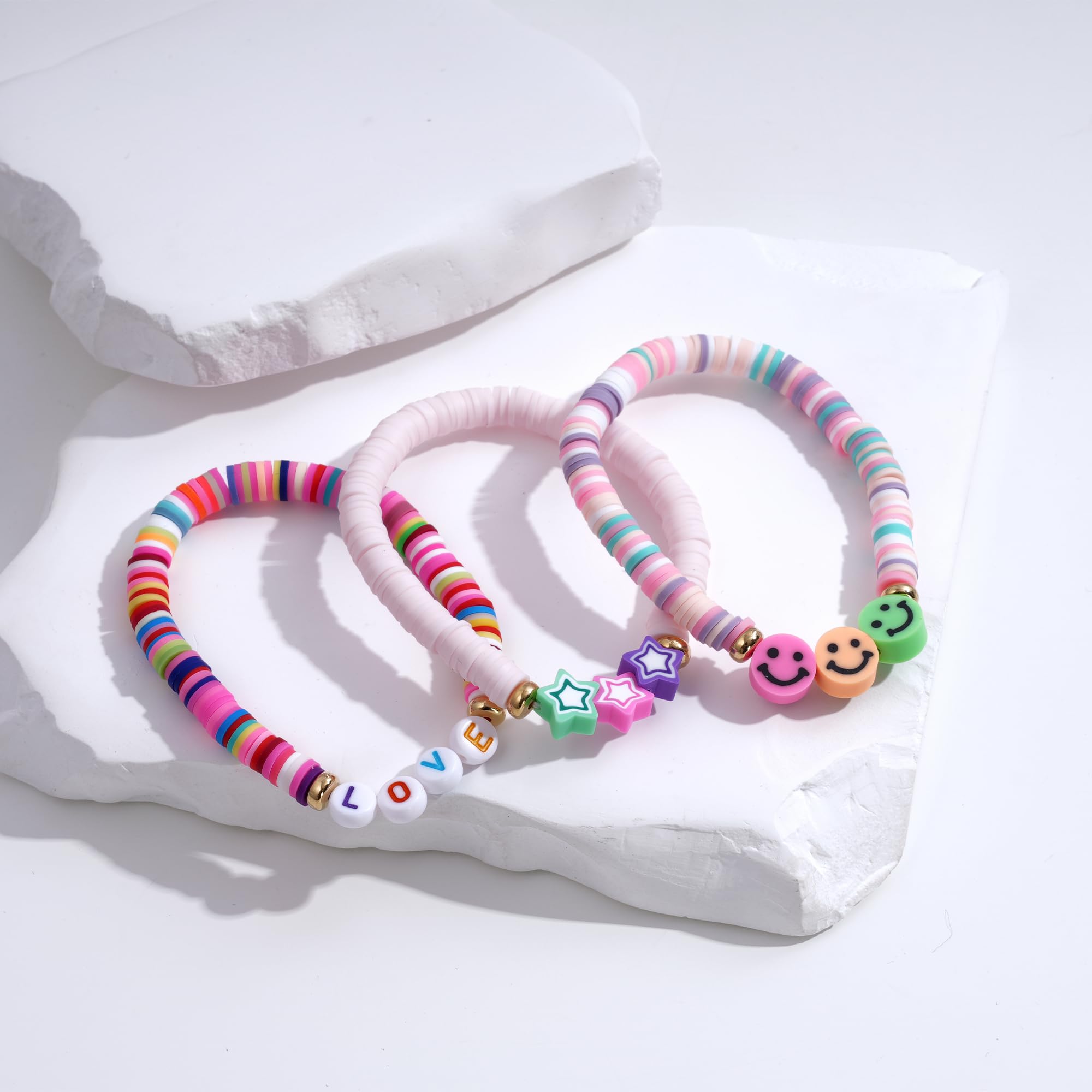 Friendship Bracelets for Girls, 10-Piece Cute Preppy Beaded Bracelet Set for Teen Girls, Matching Bracelets for Friends, Birthday Gifts for Daughter Granddaughter Niece