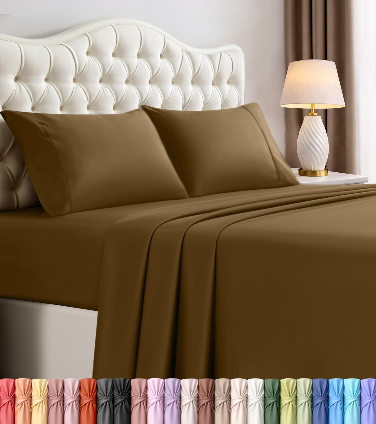 Queen Sheets Set, 4 Pieces 16" Deep Pocket Hotel Luxury Bed Sheets, Grey | Extra Soft Bedsheet Set, Comfy & Breathable Cooling Sheets, Wrinkle & Fade Resistant, Fitted Sheet, Flat Sheet, 2 Pillowcases