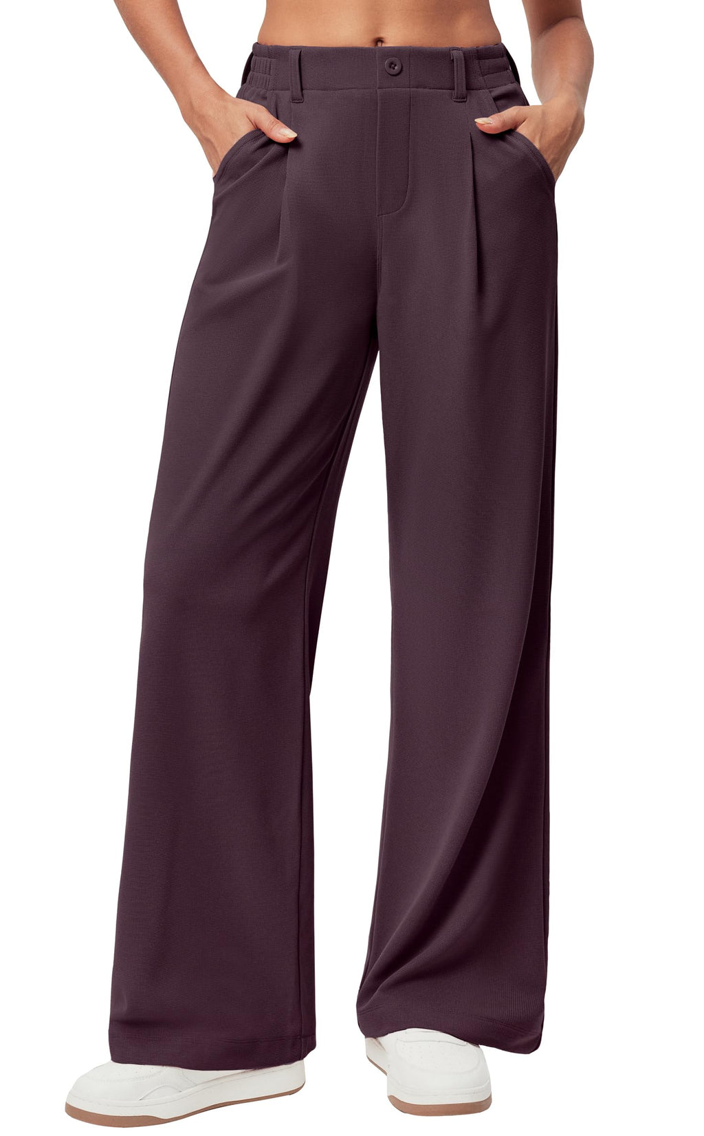 Ewedoos Wide Leg Dress Work Pants for Women Business Casual Office Outfits | Stretchy Pull on Slacks Trousers, Wrinkle-Resistant, 2 Side Pockets, Comfy for All-Day Wear, Business Casual, Travel,Teacher