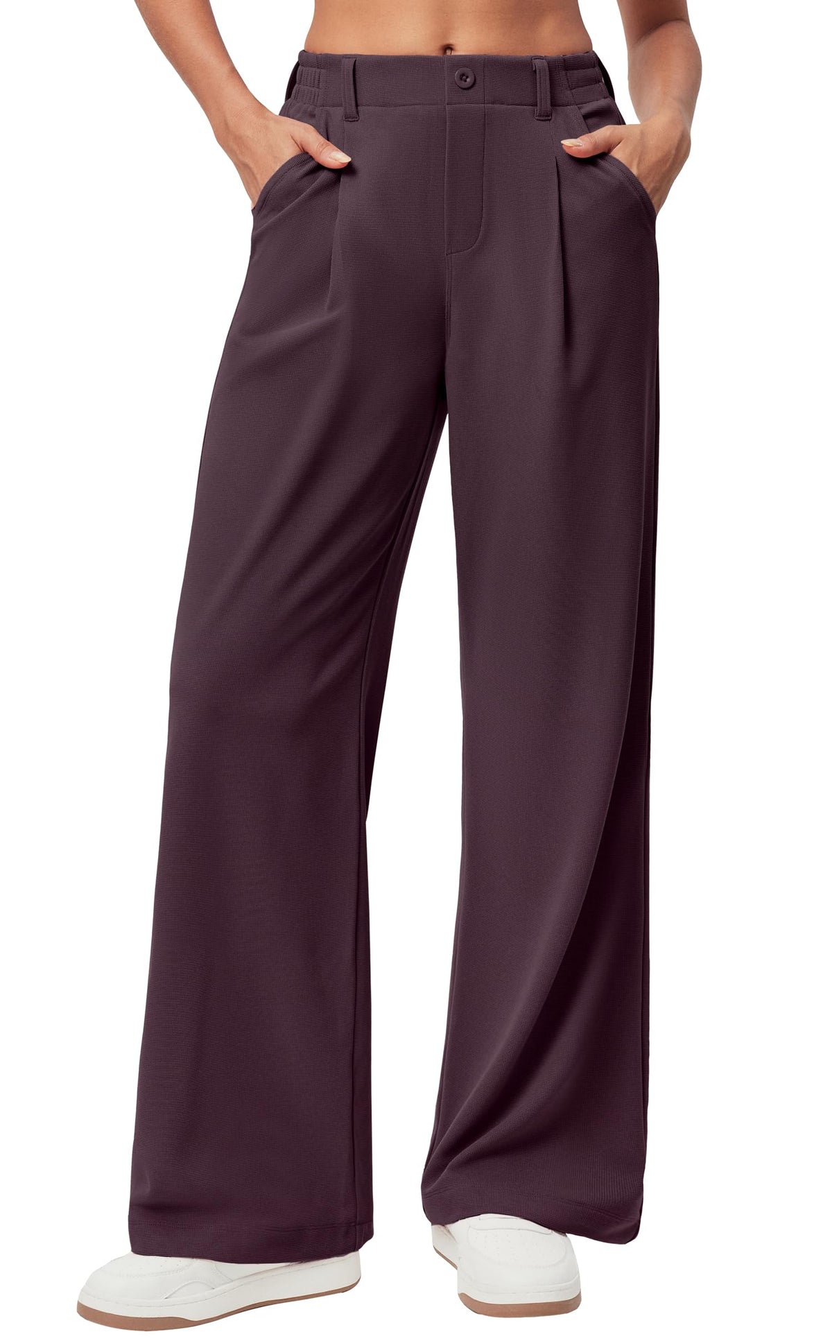 Ewedoos Wide Leg Dress Work Pants for Women Business Casual Office Outfits | Stretchy Pull on Slacks Trousers, Wrinkle-Resistant, 2 Side Pockets, Comfy for All-Day Wear, Business Casual, Travel,Teacher