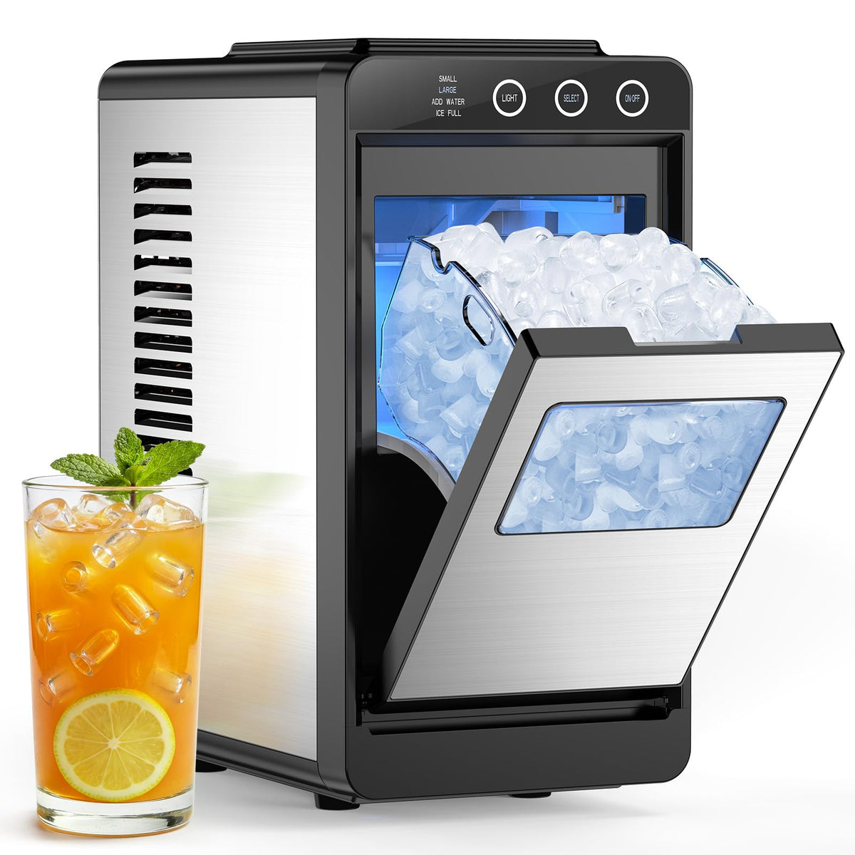 COWSAR Nugget Countertop Ice Maker, Automatic Ice Dispenser, 33 lbs/Day Chewable Pellet Ice Machine with Self-Cleaning & Measured Dispensing, Portable Ice Maker for Home, Kitchen, Office