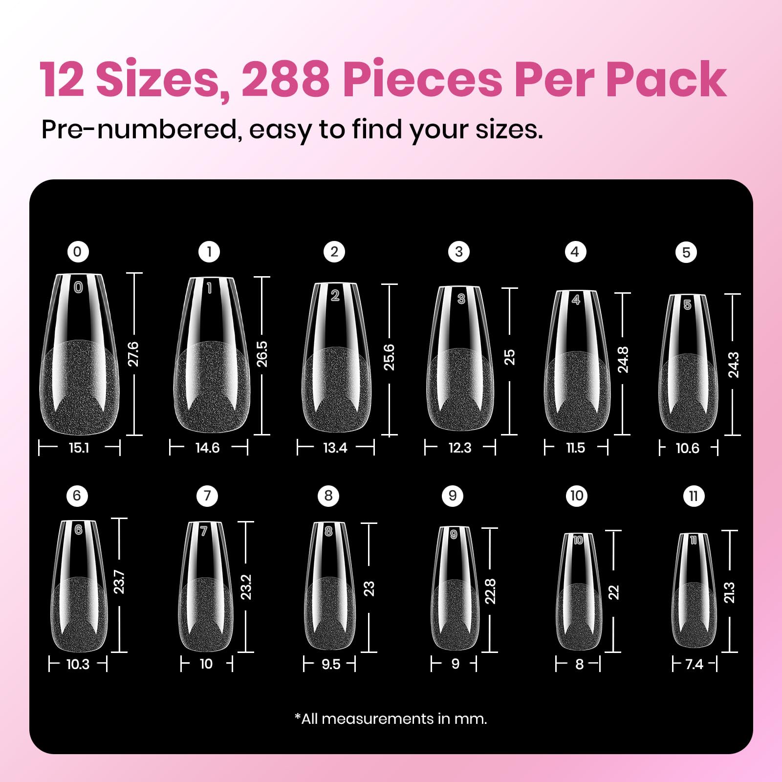 Beetles Soft Gel Nail Tips Short Almond 288pcs in 12 Sizes Etch-X | Pre-Etched Full Cover Acrylic Fake Nails, Salon Quality Nail Supplies, Easy DIY Extension Press On Nails, Gift for Women