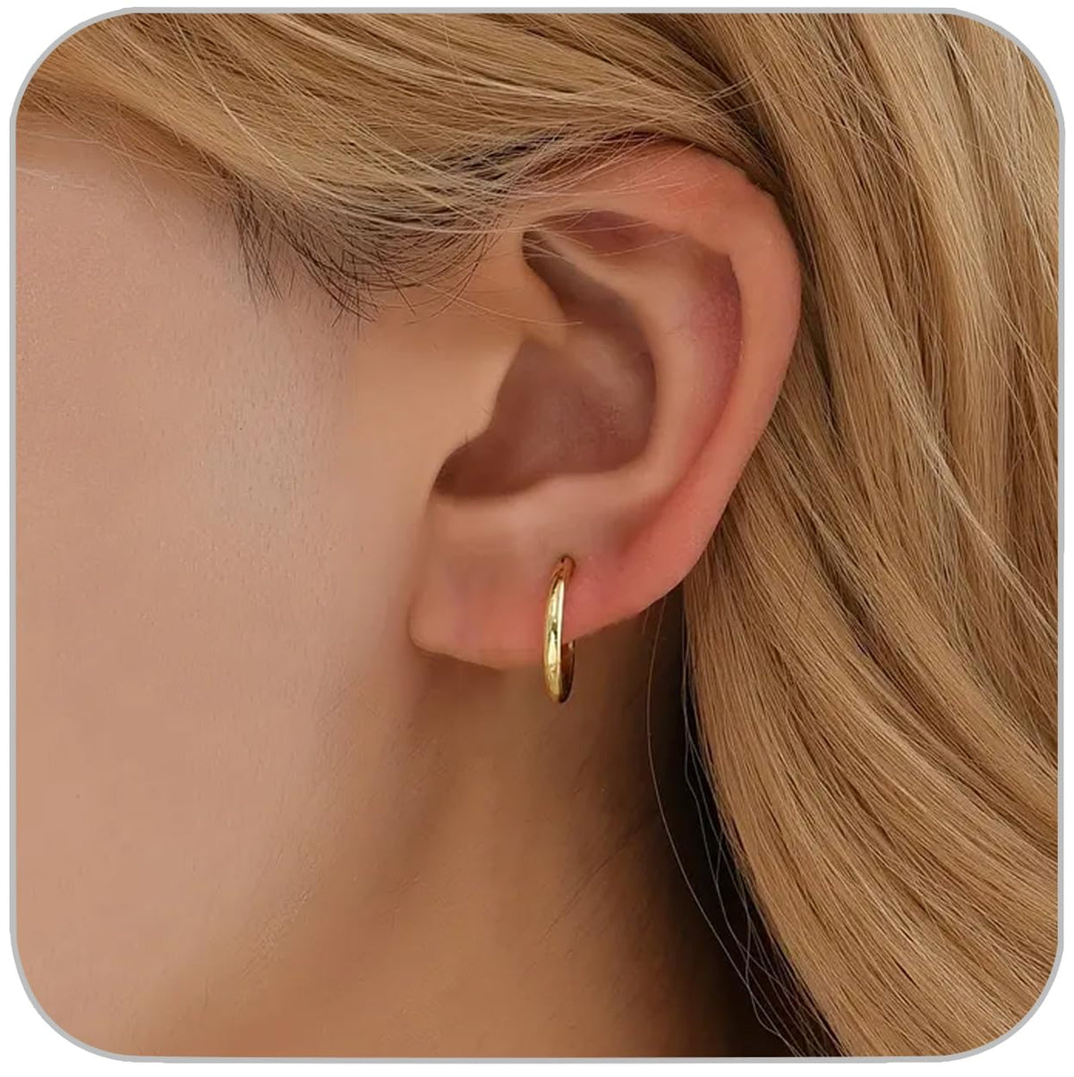 1 Pair 6mm Small Hoop Earrings for Women, Huggie Hoop Earrings (Gold/1.6mm)