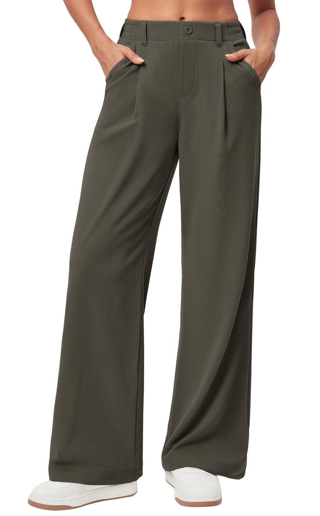 Ewedoos Wide Leg Dress Work Pants for Women Business Casual Office Outfits | Stretchy Pull on Slacks Trousers, Wrinkle-Resistant, 2 Side Pockets, Comfy for All-Day Wear, Business Casual, Travel,Teacher