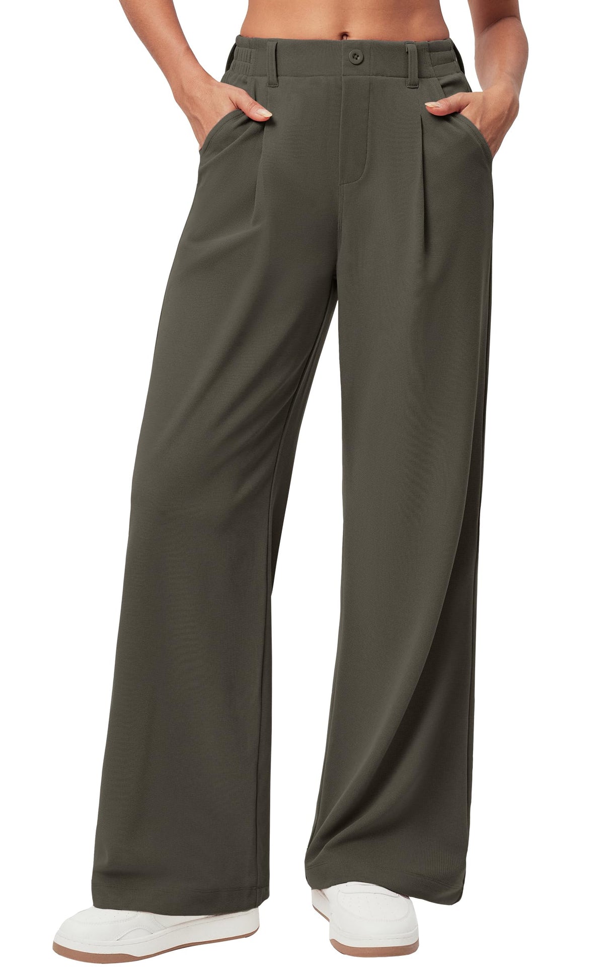 Ewedoos Wide Leg Dress Work Pants for Women Business Casual Office Outfits | Stretchy Pull on Slacks Trousers, Wrinkle-Resistant, 2 Side Pockets, Comfy for All-Day Wear, Business Casual, Travel,Teacher