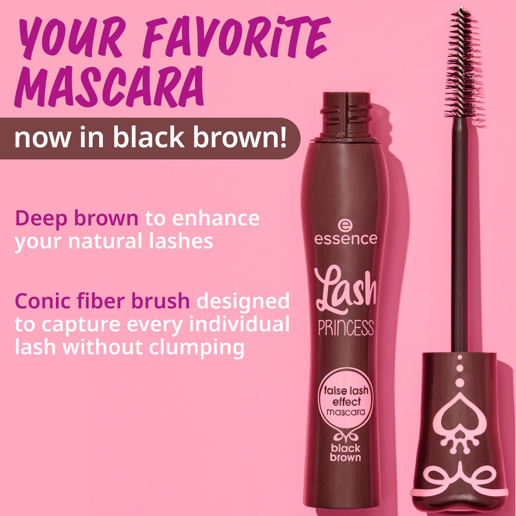 essence Lash Princess False Lash Effect Mascara, Black (Pack of 1) | Volumizing & Lengthening, Clump-Free Fiber Brush, Defines and Separates; Vegan, Cruelty Free, Paraben Free, Oil Free