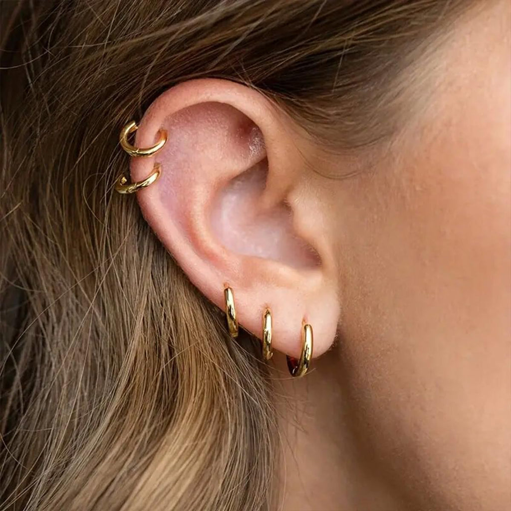 1 Pair 6mm Small Hoop Earrings for Women, Huggie Hoop Earrings (Gold/1.6mm)