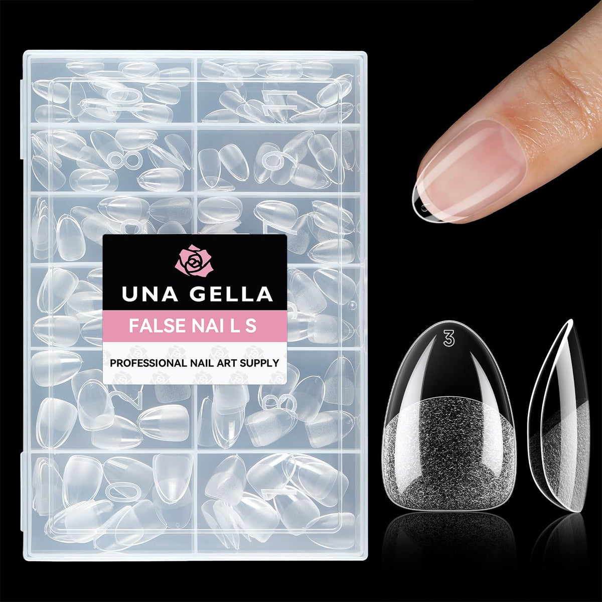 UNA GELLA Short Square Gel Nail Tips Squoval 216pcs Pre-Etched Full Cover | Short Squoval Press on Nails Square Round Oval Clear Acrylic Fake Nails Tips for Nail Extensions Home DIY Salon 12 Sizes