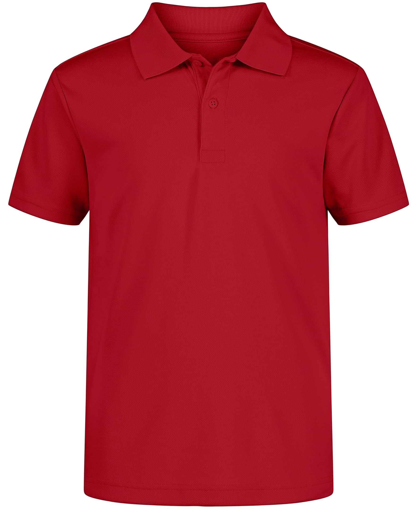 Nautica Boys' School Uniform Short Sleeve Polo Shirt, Button Closure, Moisture Wicking Performance Material