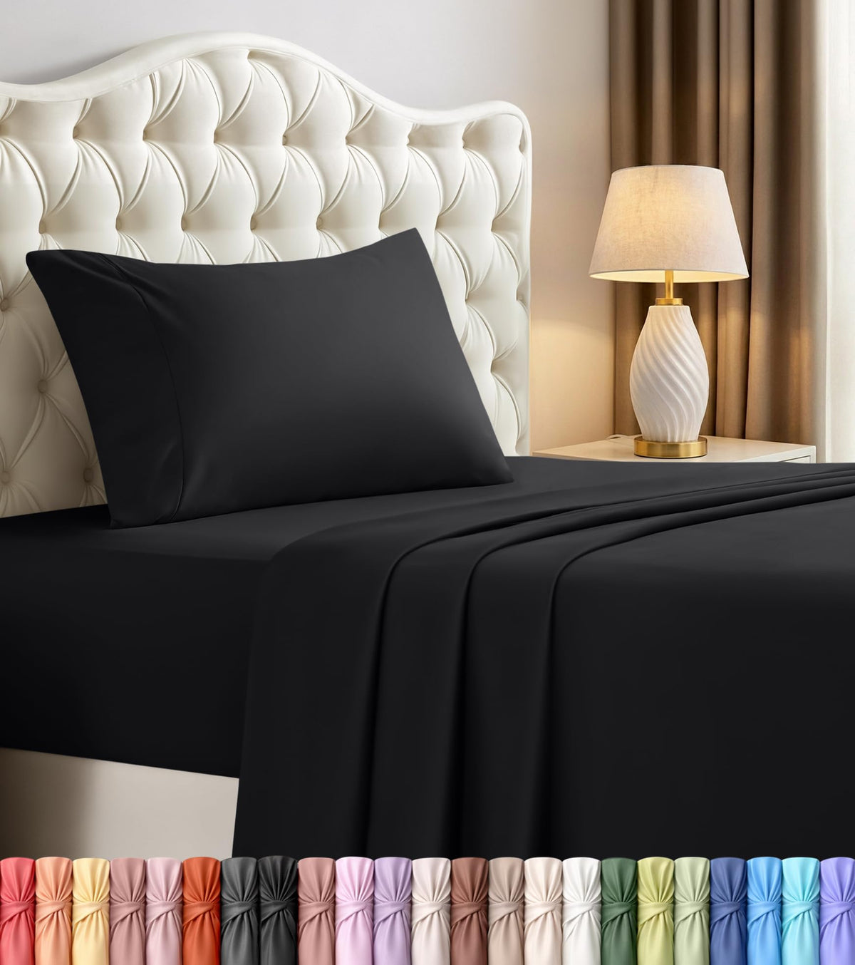 Queen Sheets Set, 4 Pieces 16" Deep Pocket Hotel Luxury Bed Sheets, Grey | Extra Soft Bedsheet Set, Comfy & Breathable Cooling Sheets, Wrinkle & Fade Resistant, Fitted Sheet, Flat Sheet, 2 Pillowcases